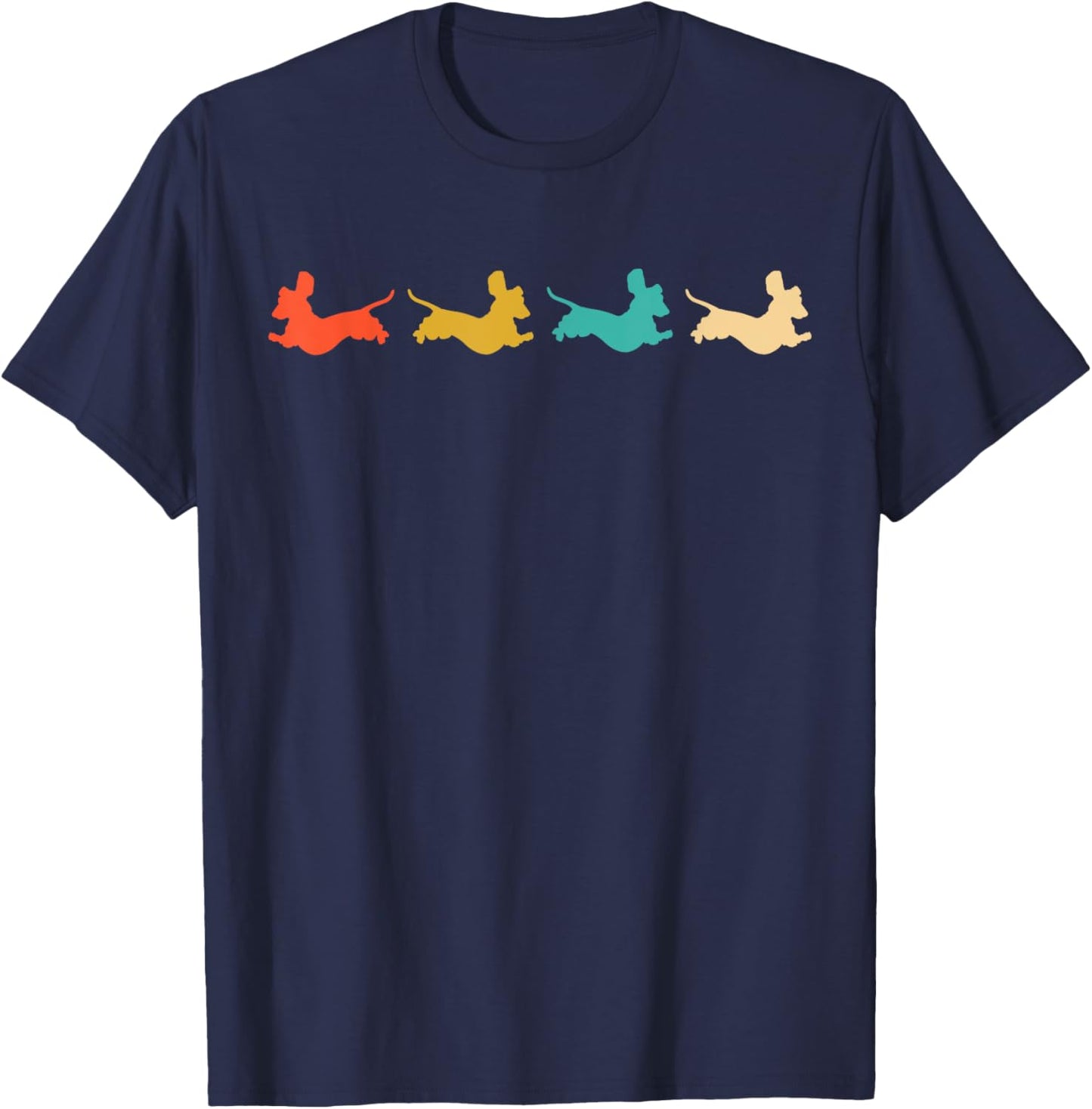 Dachshund Dachshund Dog Silhouette Retro Gift Dog Lovers Men Women Girls Kids T-Shirt - T-Shirt | Navy