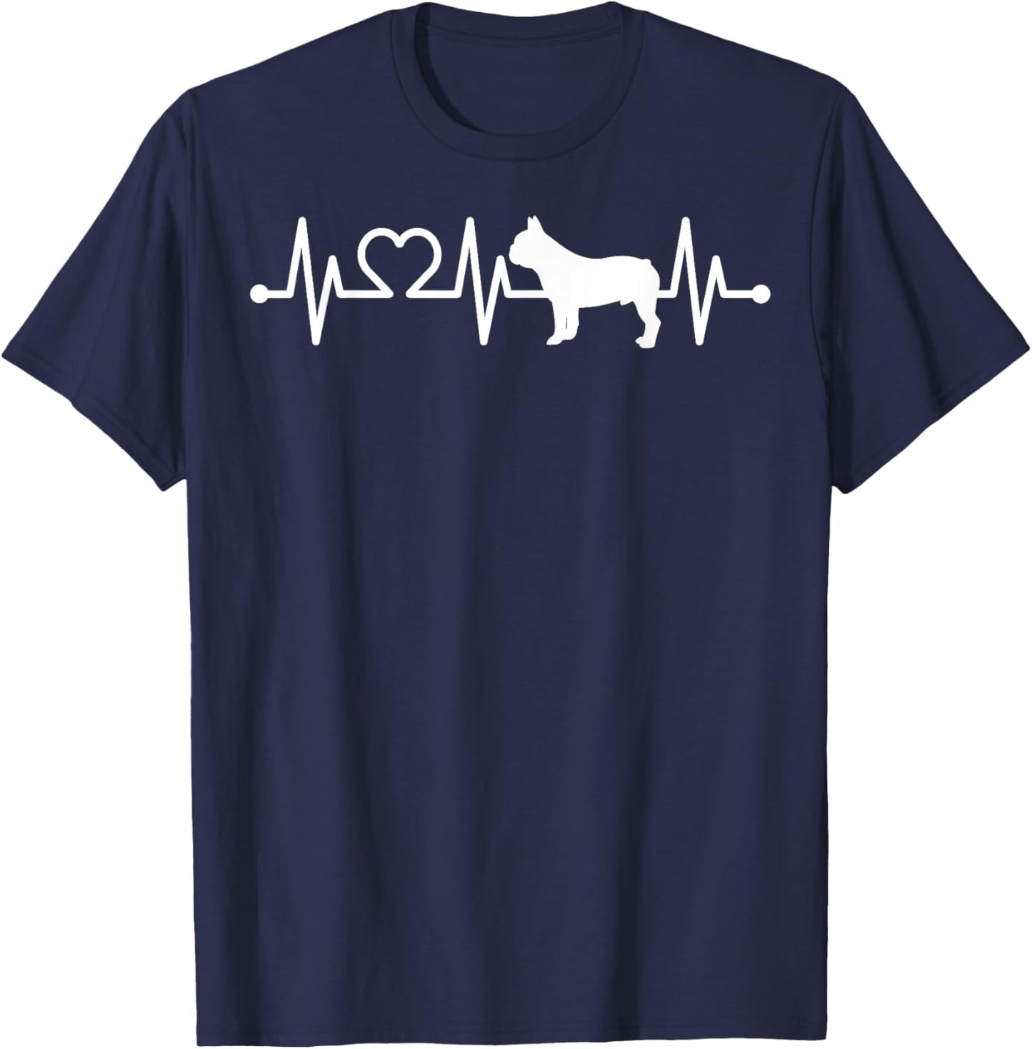 Heartbeat French bulldog Pulse ECG Bouledogue T-Shirt - T-Shirt | Navy