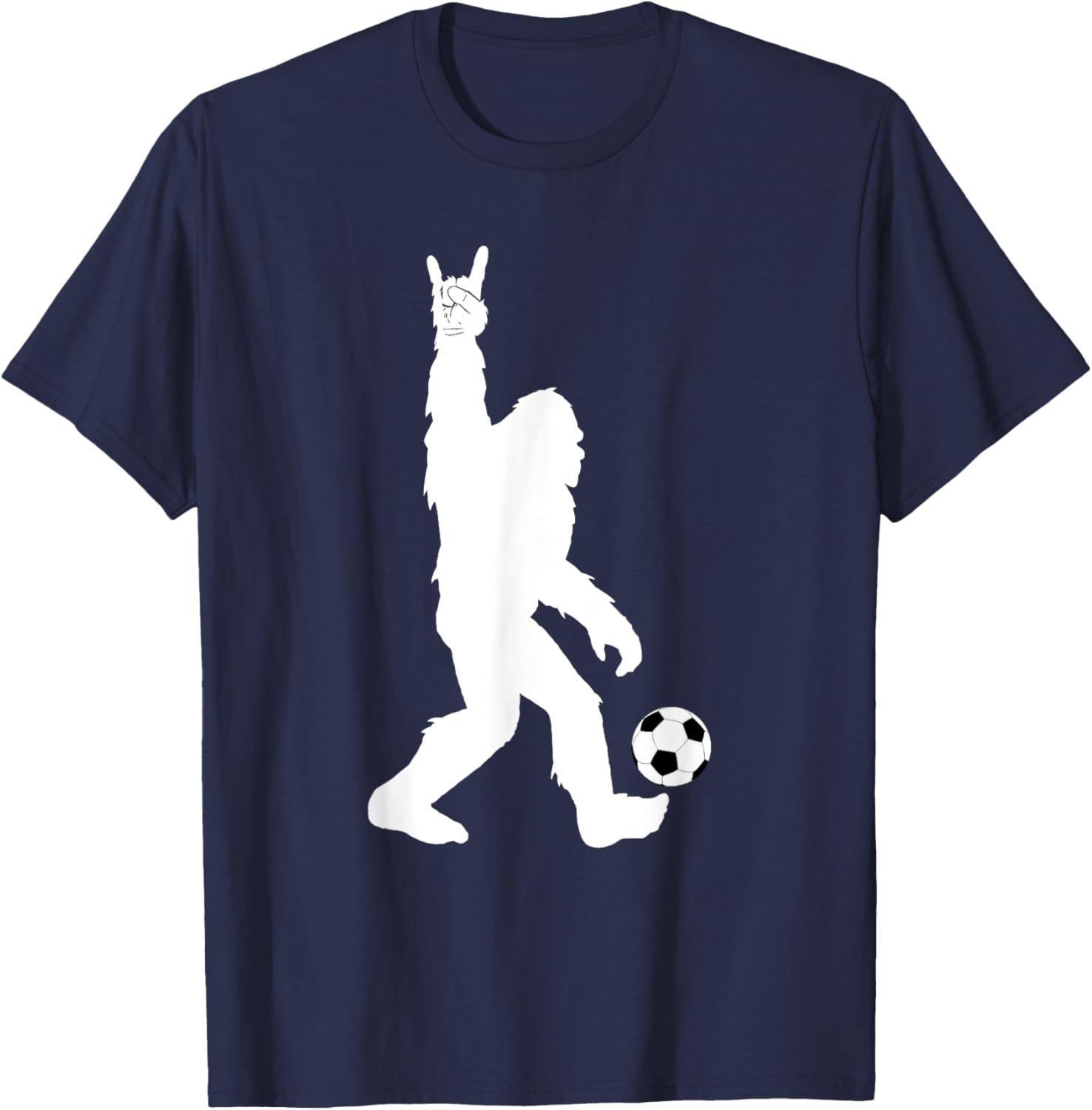 Funny Soccer Bigfoot Rock On for Sasquatch Soccer Players T-Shirt - T-Shirt | Navy
