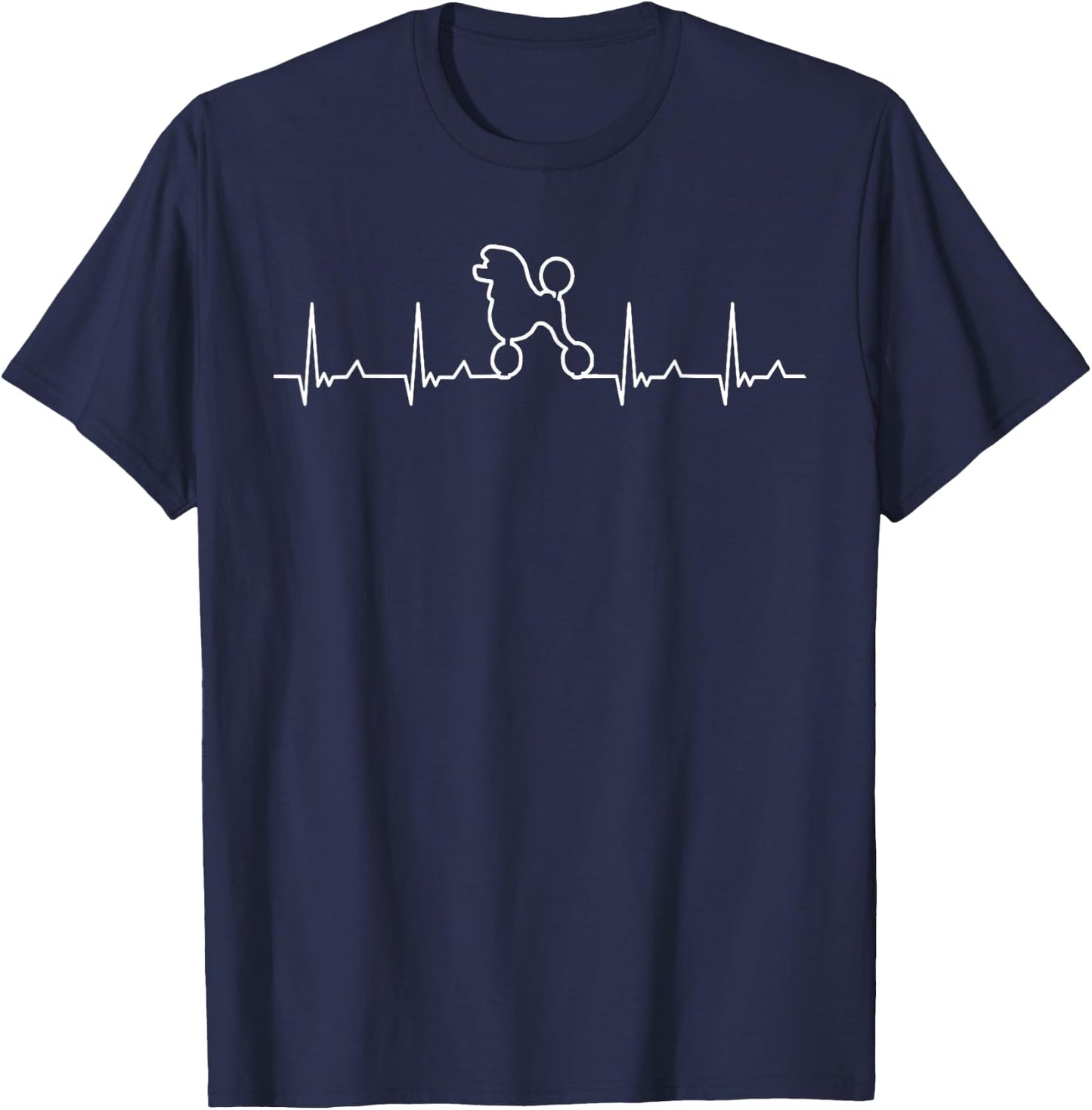 Poodle Heartbeat Line Dog Lover Men Women Kids T-Shirt - T-Shirt | Navy