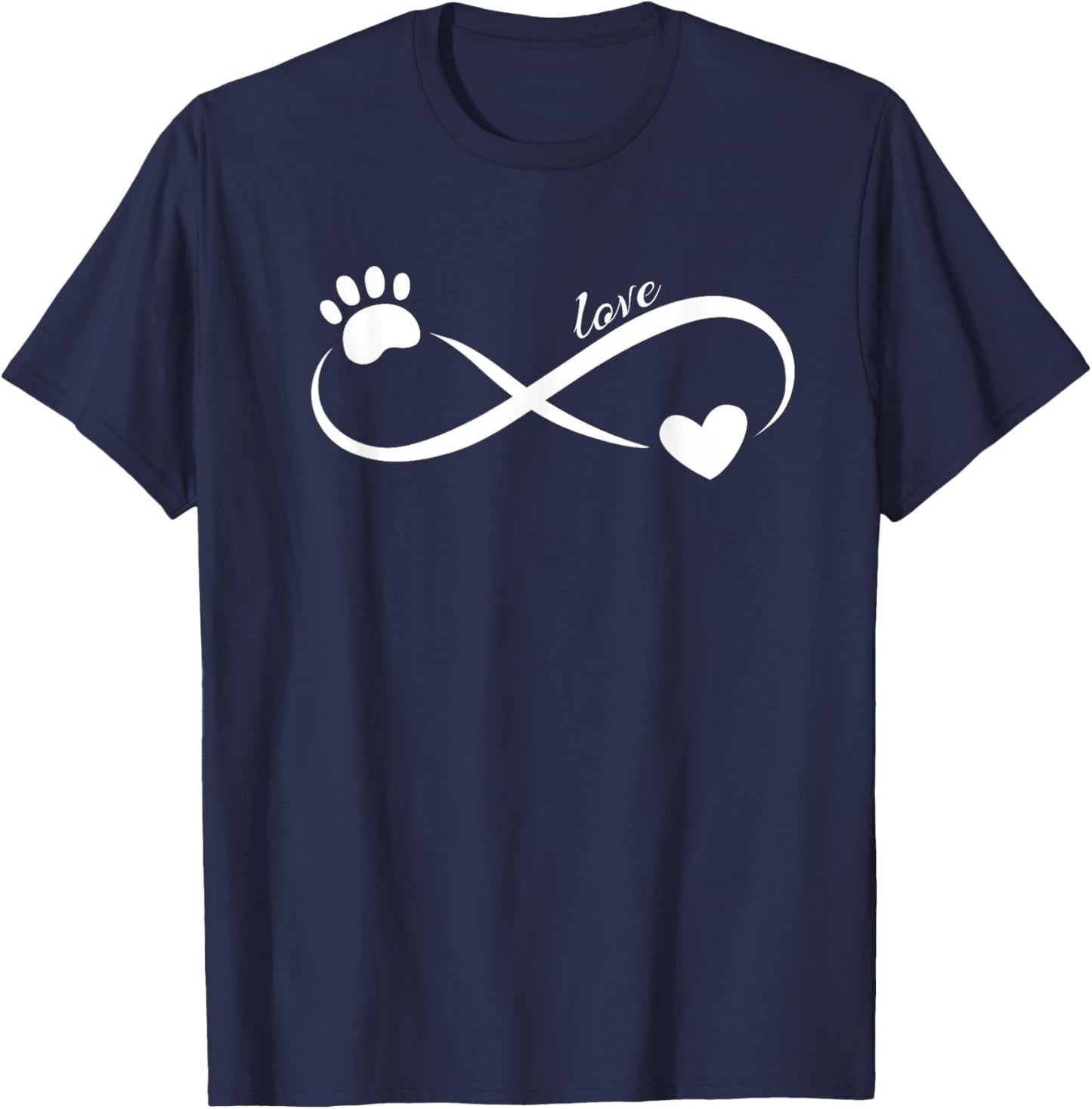 Paw and Heart Infinity love symbol ~Cute pet lover design T-Shirt - T-Shirt | Navy