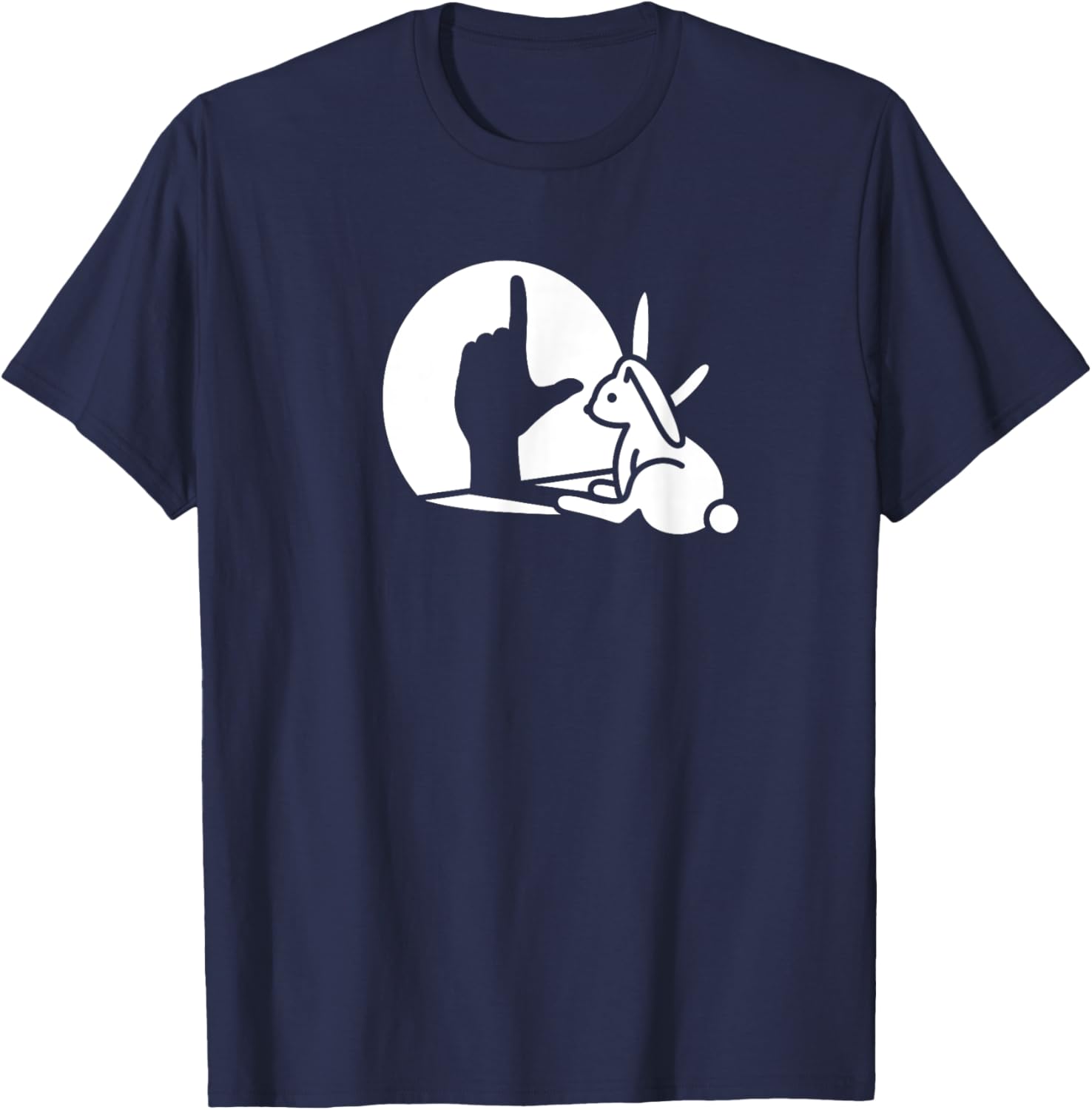 Loser funny Rabbit shadow hand sign language bunny humor T-Shirt - T-Shirt | Navy