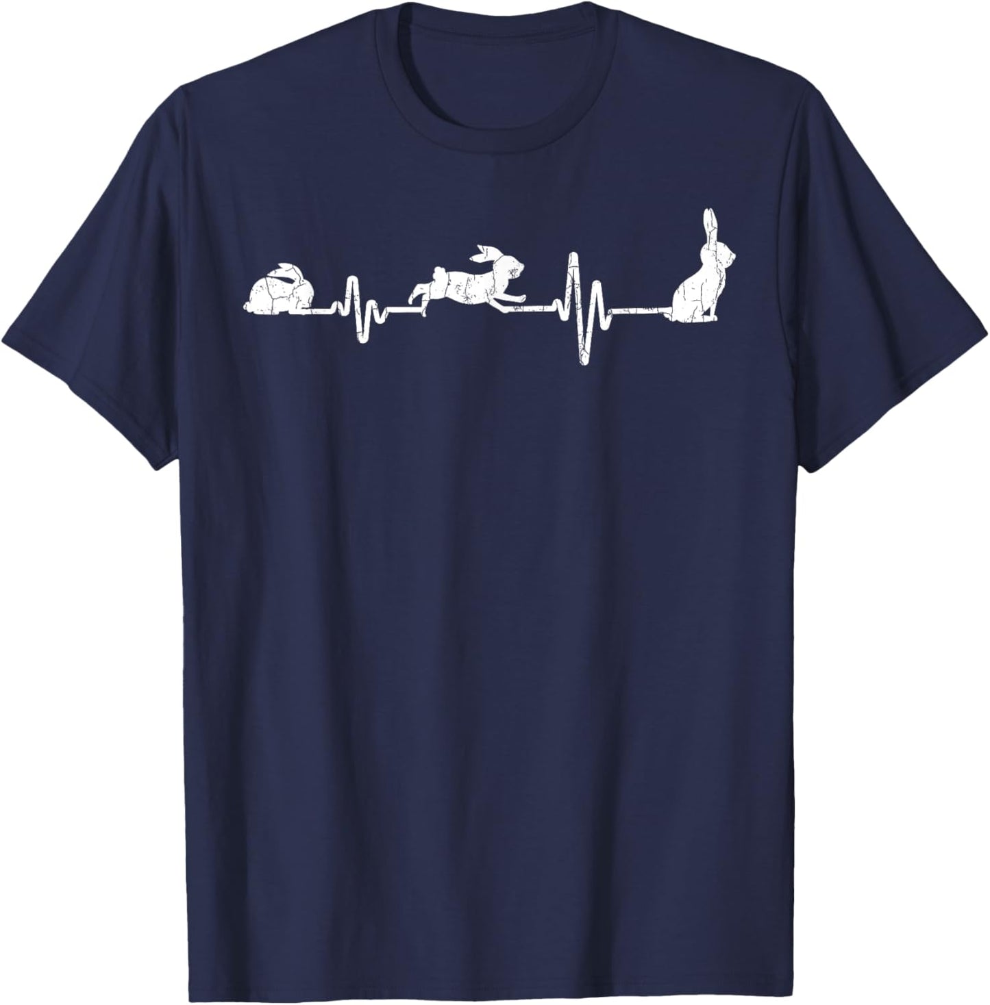 Rabbit Heartbeat Funny Graphic Bunny T-Shirt - T-Shirt | Navy