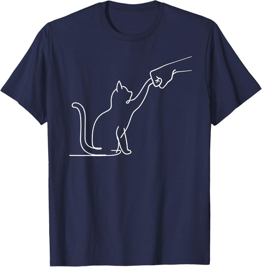 Cute Pet I Love My Cat Best Friend Fist Bump Paw Cat Men Women Girls Kids T-Shirt - T-Shirt | Navy