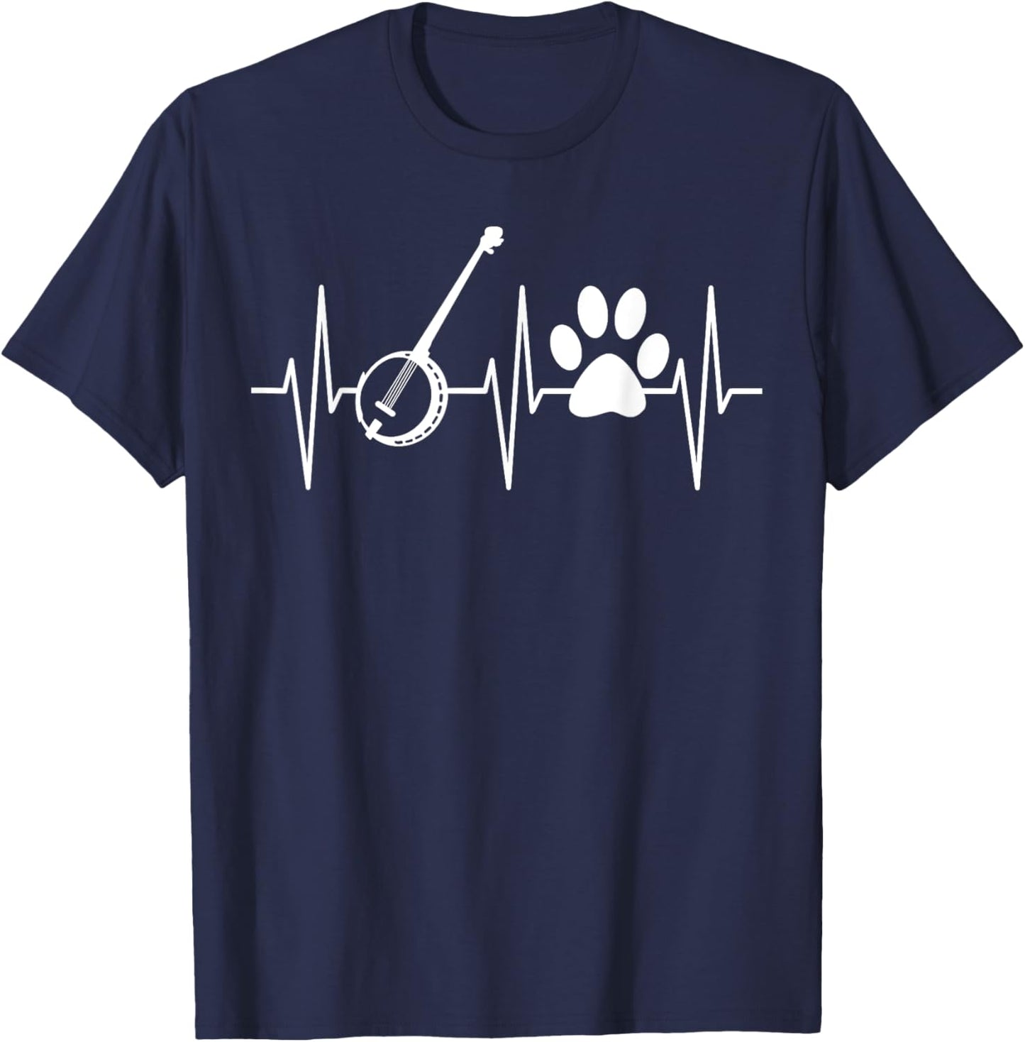 Banjo Shirt Funny Dog Lover Musician Bluegrass Band Men Women Kids T-Shirt - T-Shirt | Navy