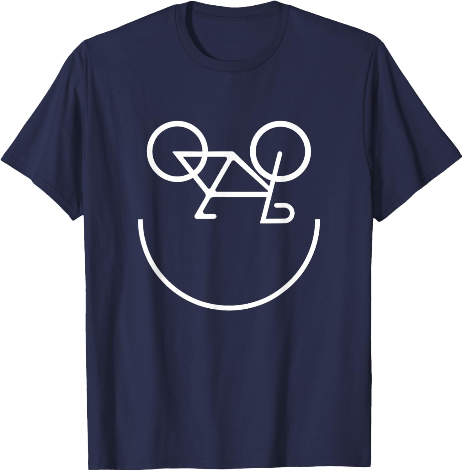 Smiling Bicycle Funny Cycling Bike Riding Rider Cyclist T-Shirt - T-Shirt | Navy