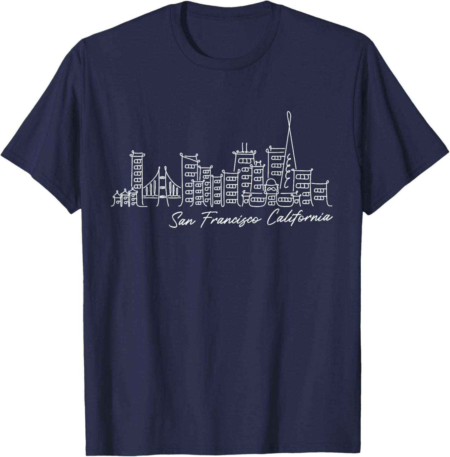 Signature San Francisco City Skyline - California Souvenir T-Shirt - T-Shirt | Navy