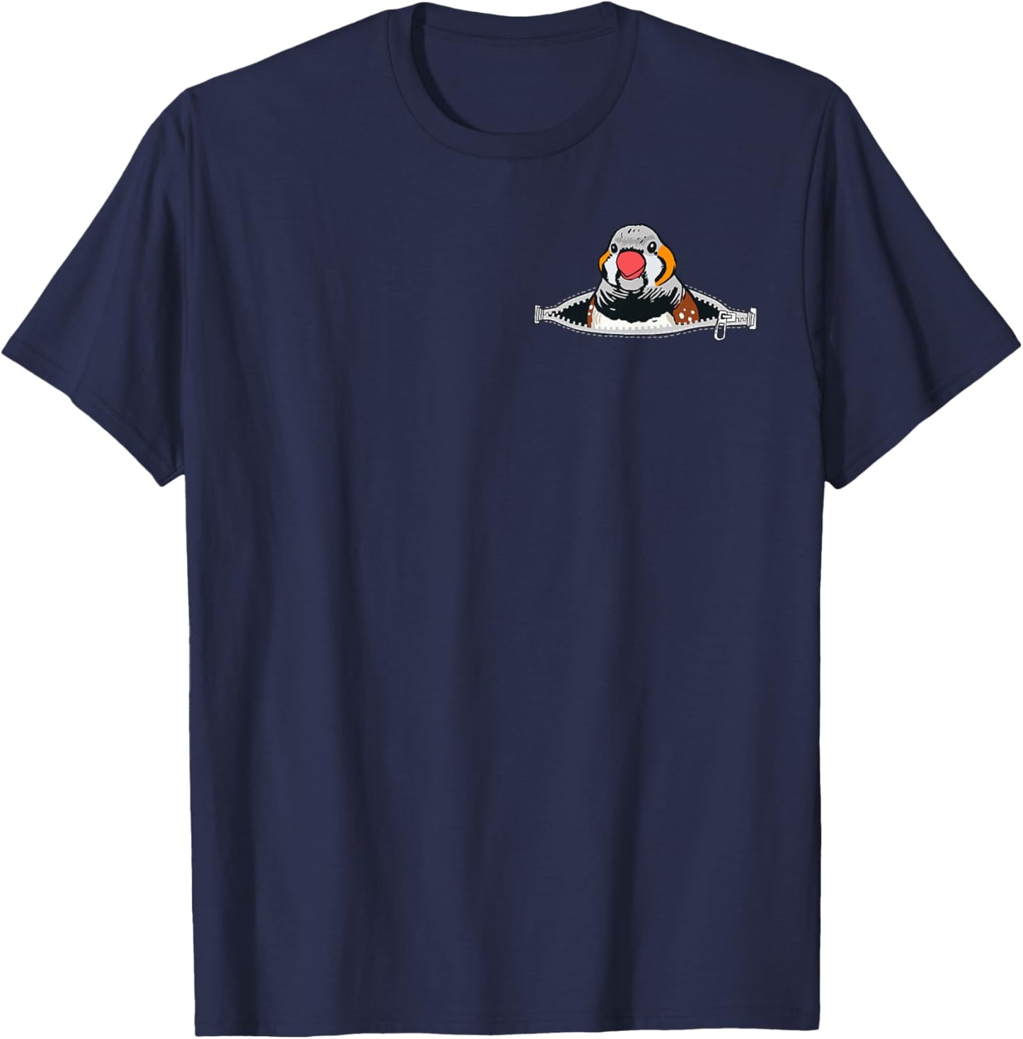 Zebrafink in Pocket Ornamental Birds Chest Pocket Birds Zebra Finches T-Shirt - T-Shirt | Navy