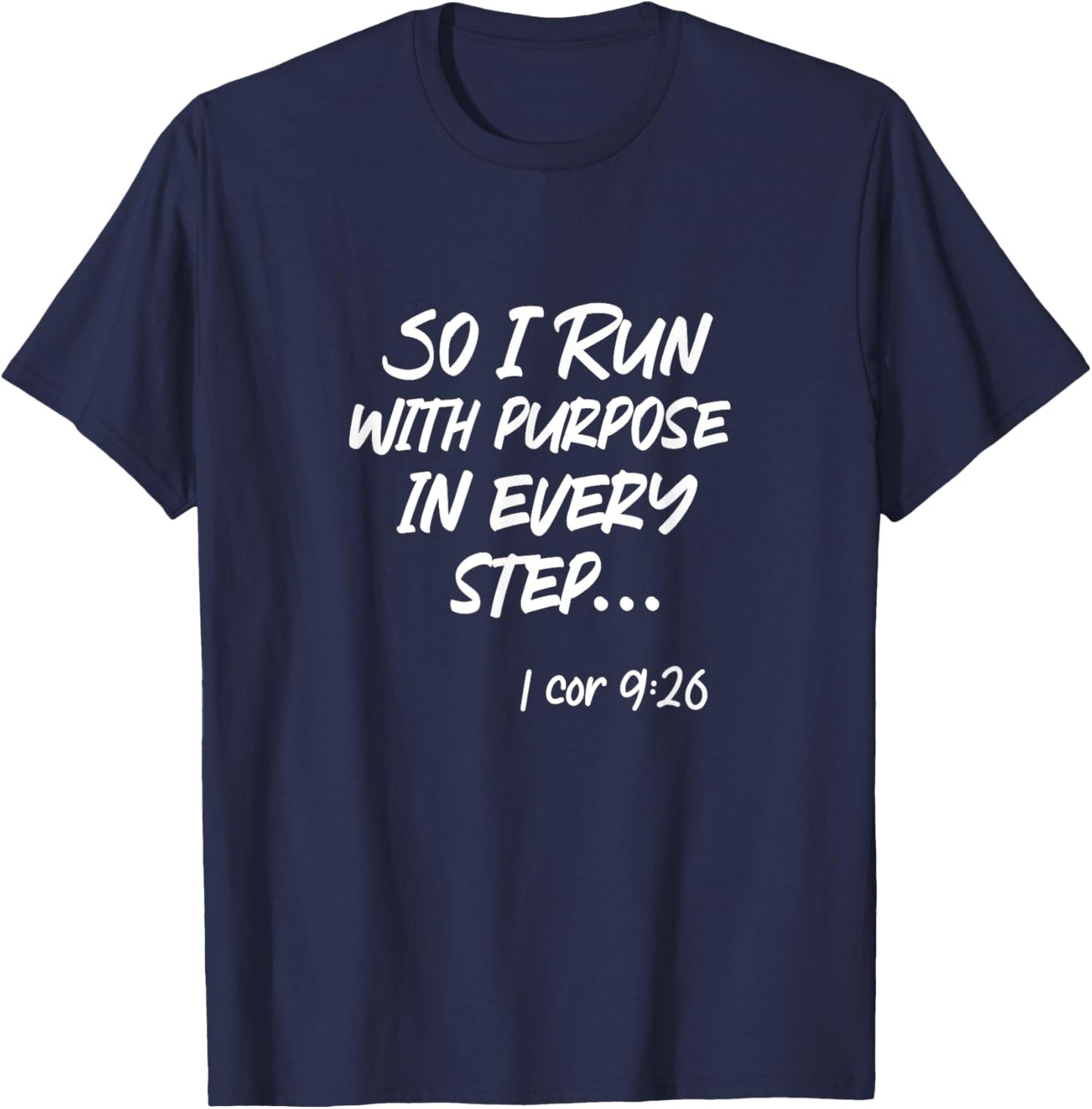 Running Marathon Runner Christian Athlete T-Shirt - T-Shirt | Navy