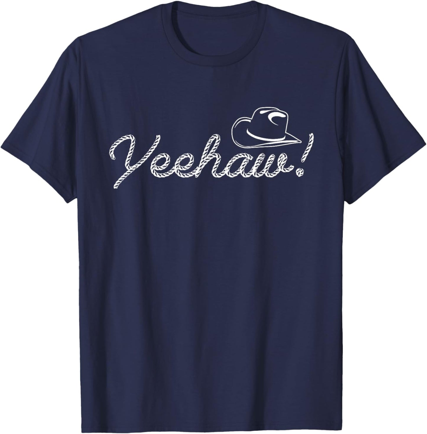 Yeehaw Rodeo Cowboy Country Wild West Cowboy Boots Lasso T-Shirt - T-Shirt | Navy