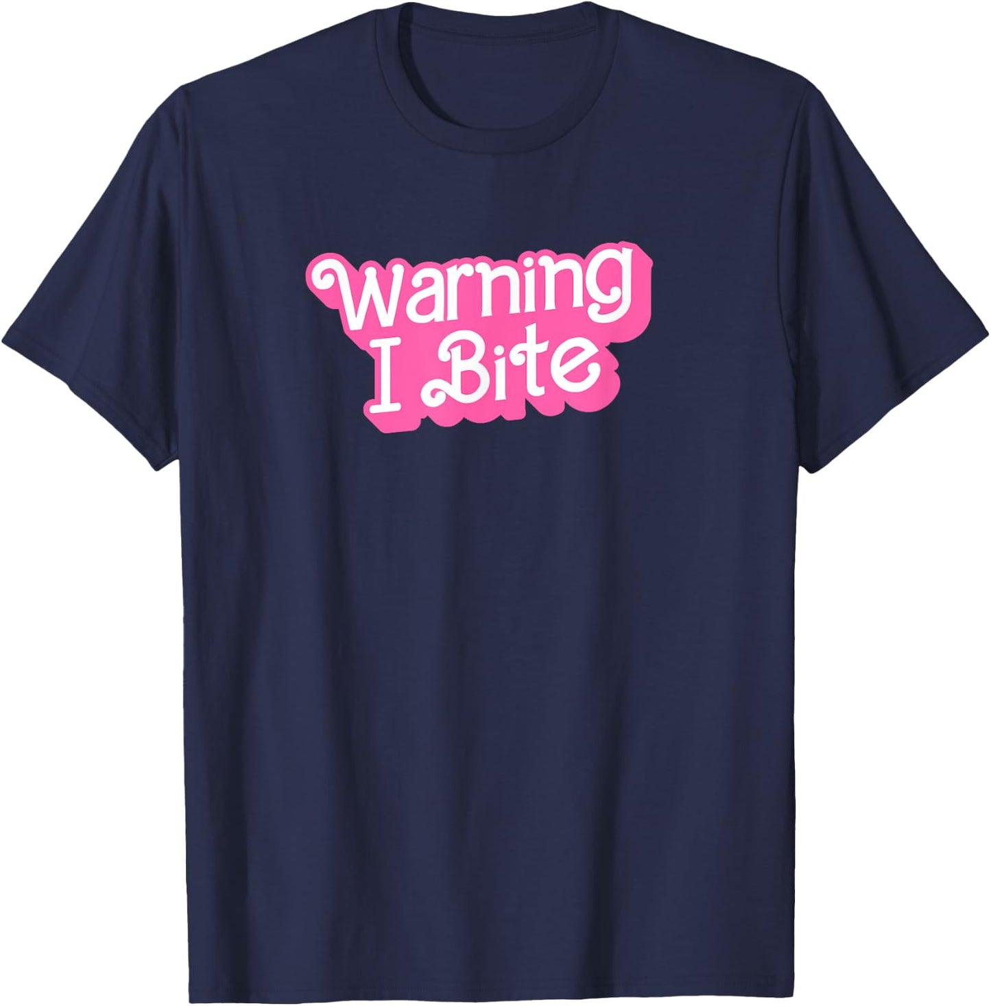 Warning I Bite , Small, Black T-Shirt - T-Shirt | Navy