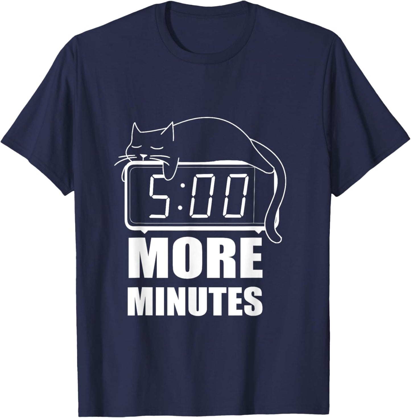 5 More Minutes Cute Sleeping Cat Men Women T-Shirt - T-Shirt | Navy