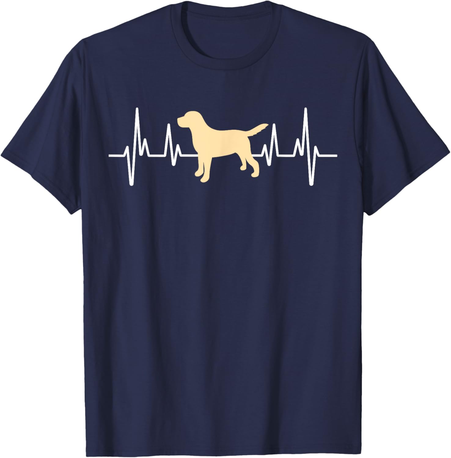 Yellow Lab Heartbeat Valentine's Day Dog Labrador Retriever T-Shirt - T-Shirt | Navy