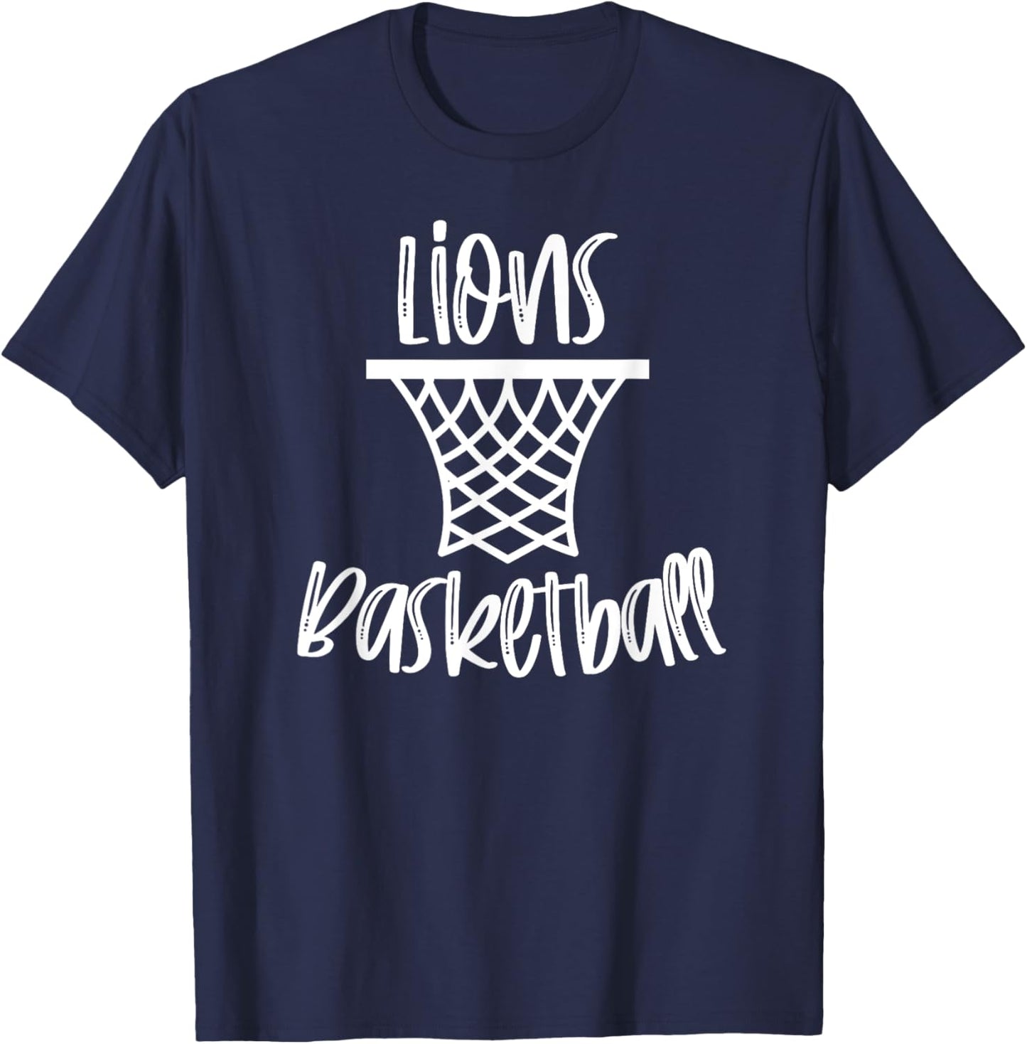 Lions Basketball Team Mascot School Spirit Game Night T-Shirt - T-Shirt | Navy