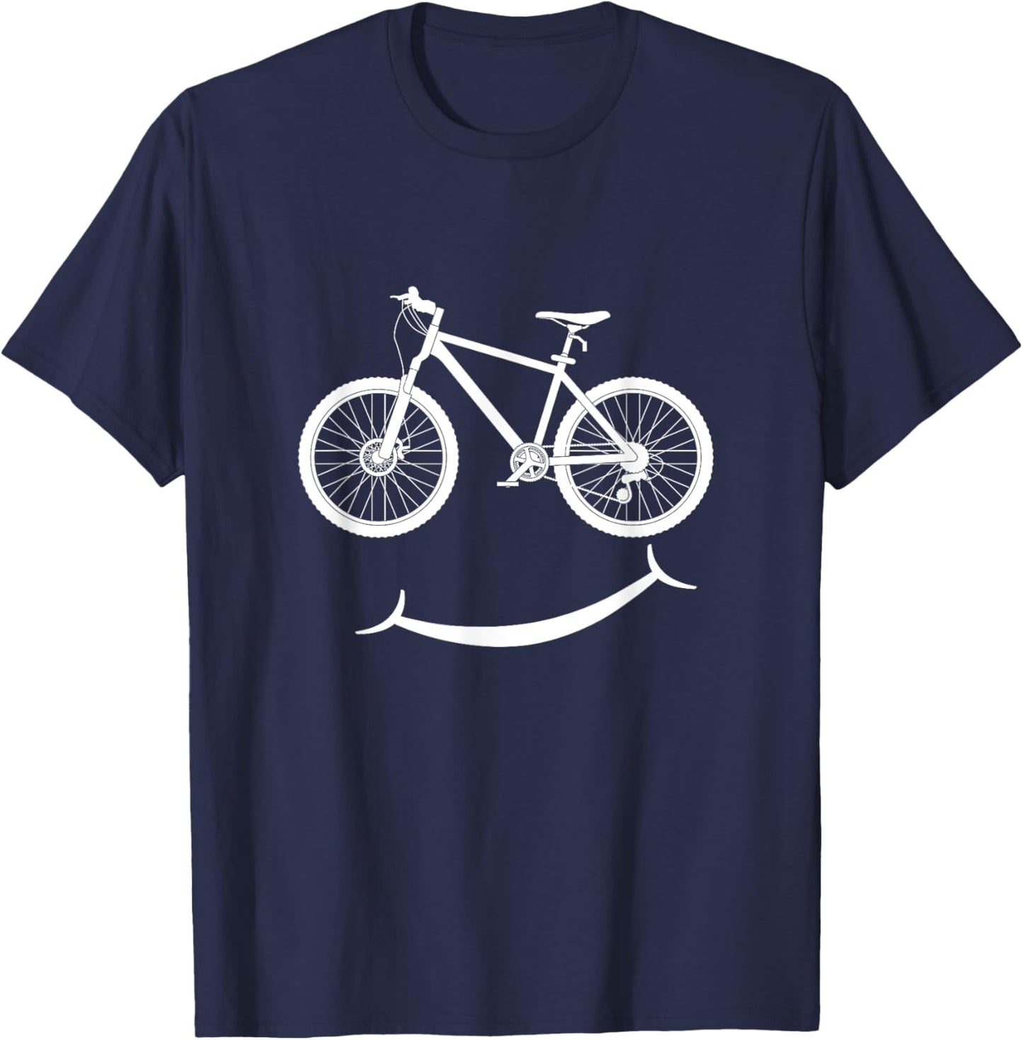 Funny Bicycle Smile Bike Smiling Face Biker Cycling Lover T-Shirt - T-Shirt | Navy