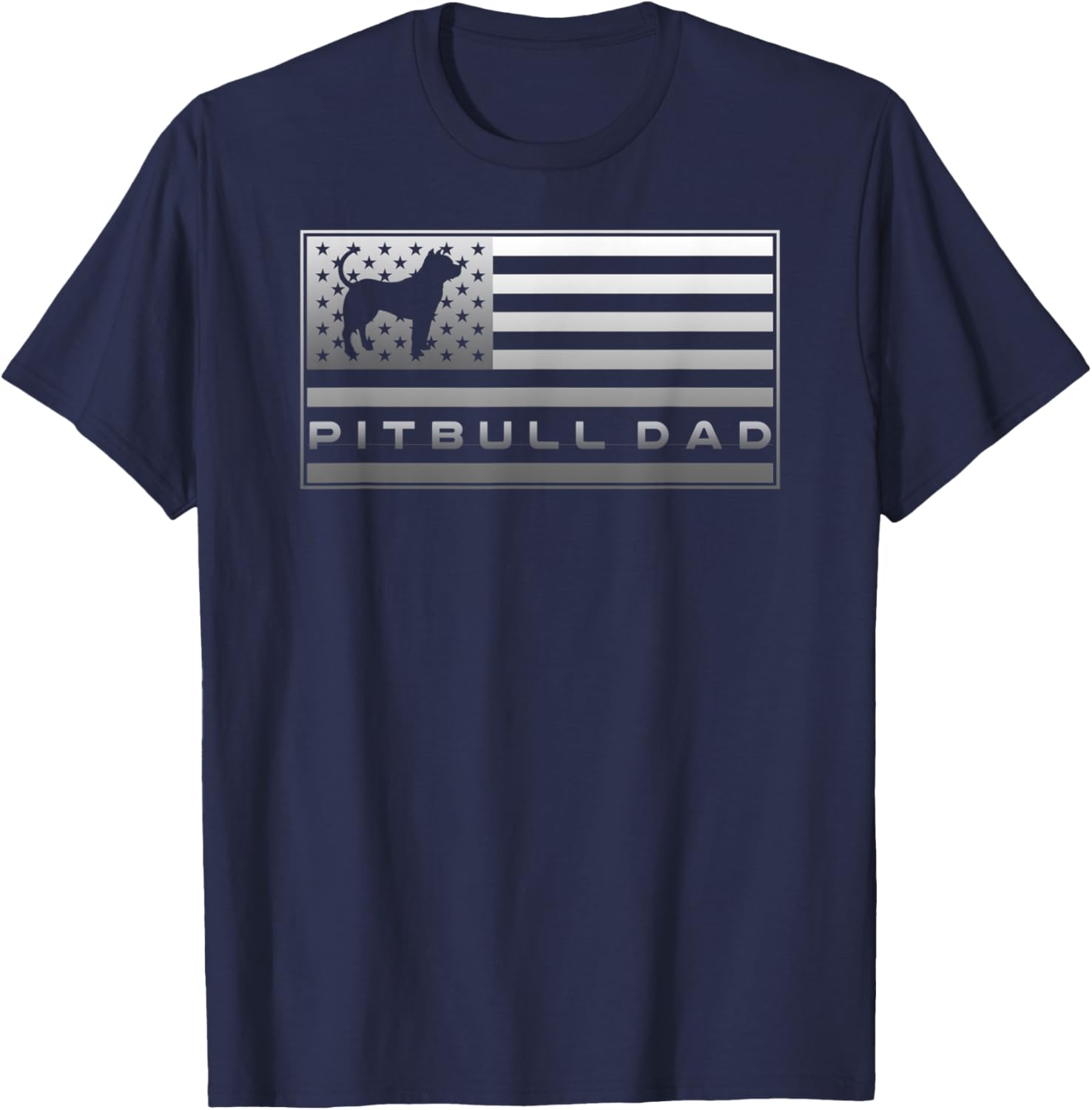 Vintage USA American Flag Proud Pitbull Dog Dad Silhouette Women Kids Men T-Shirt - T-Shirt | Navy