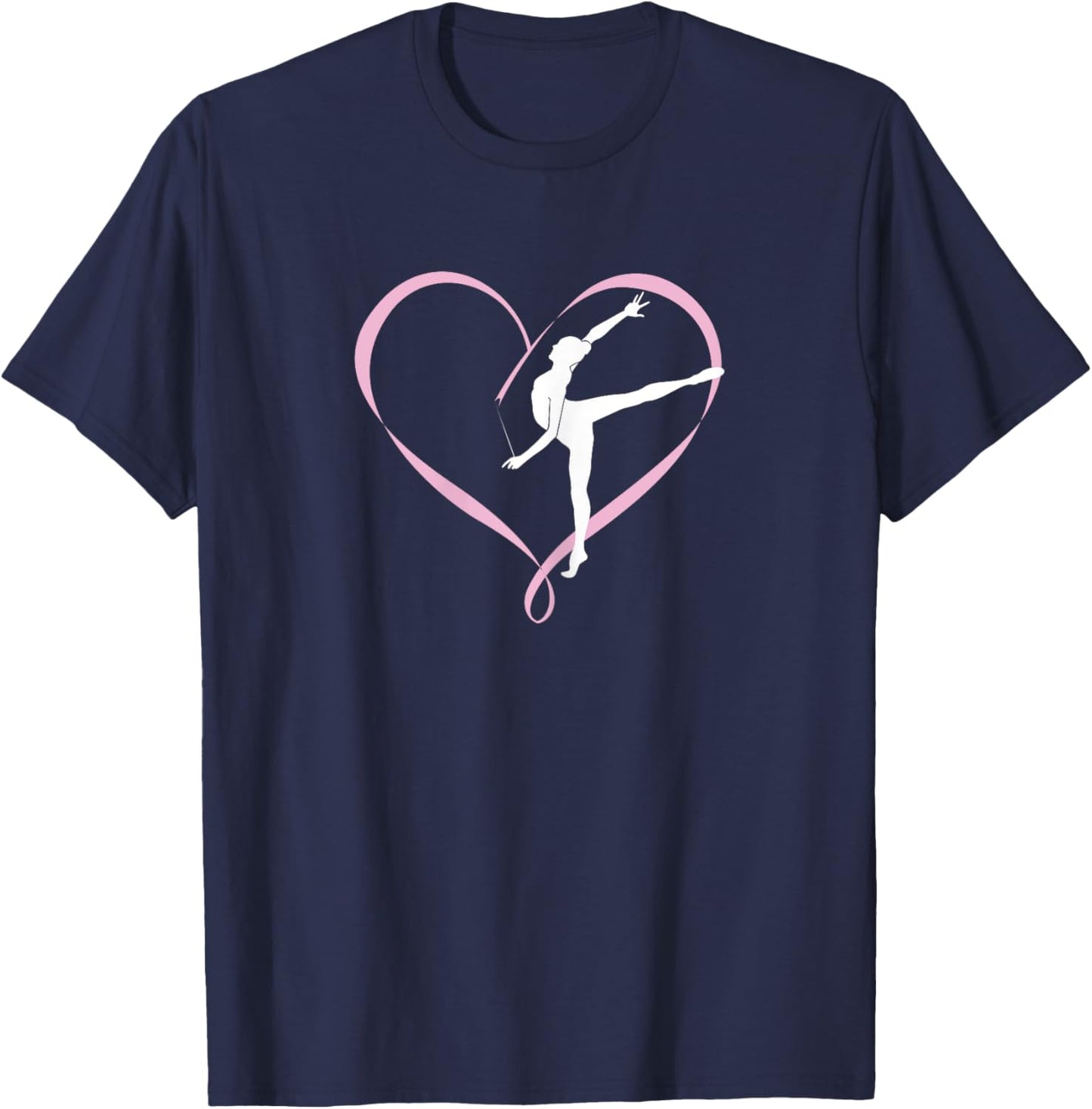 Gymnastics Gymnast Heart Ribbon Love T-Shirt - T-Shirt | Navy