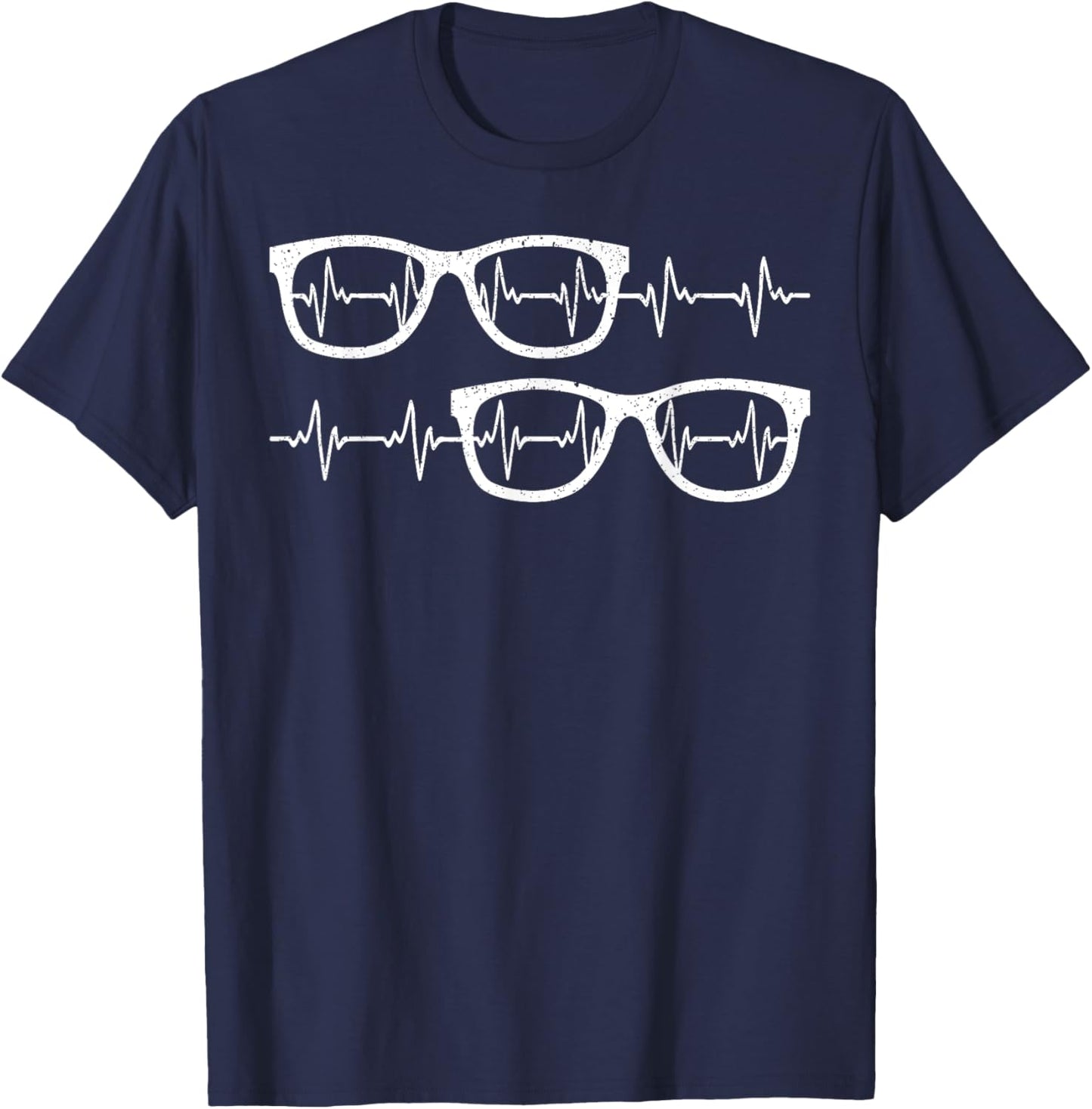 Eyeglass Heartbeat Optician Eye Doctor Ophthalmology T-Shirt - T-Shirt | Navy