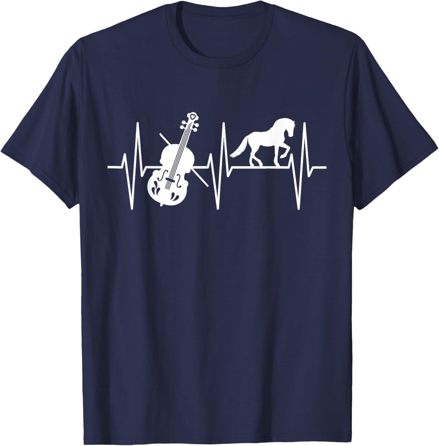 Violin Shirt Funny Horse Lover Classical Music Violinist T-Shirt - T-Shirt | Navy