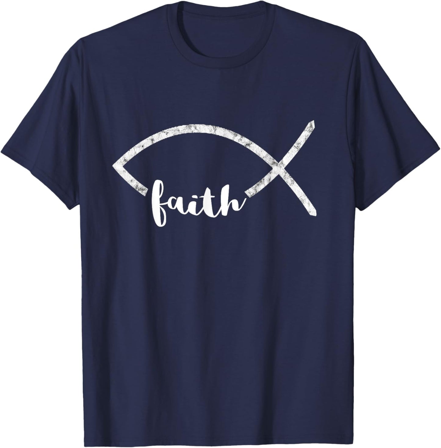 Jesus Fish Ichthys Symbol Christianity Christian Faith T-Shirt - T-Shirt | Navy