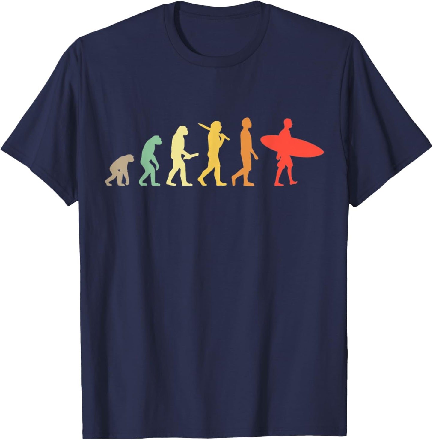 Retro Surfing Evolution Surfers T-Shirt - T-Shirt | Navy