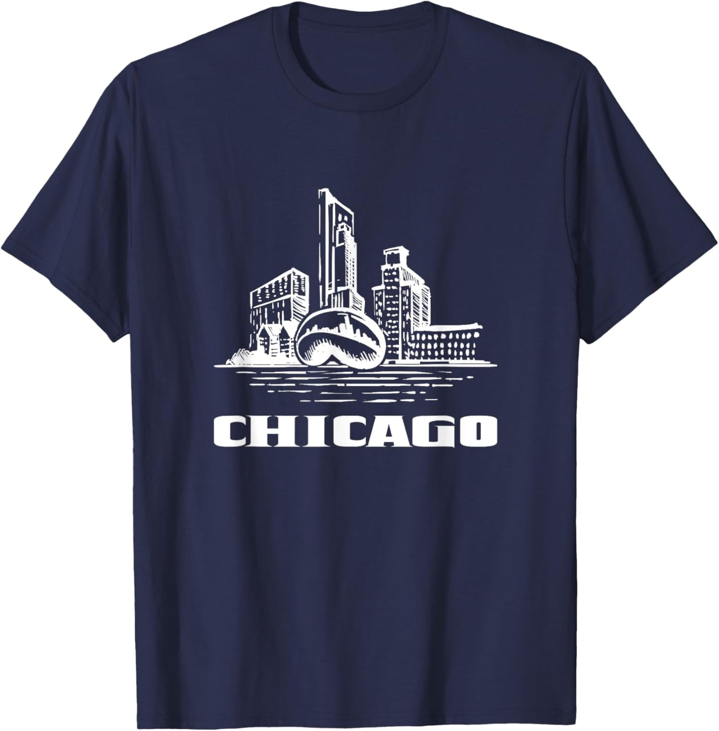 Chicago Downtown City Chicago Illinois Cloud Gate The Bean T-Shirt - T-Shirt | Navy