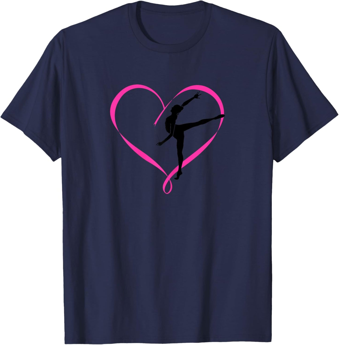 Gymnastics Gymnast Heart Ribbon Love T-Shirt - T-Shirt | Navy
