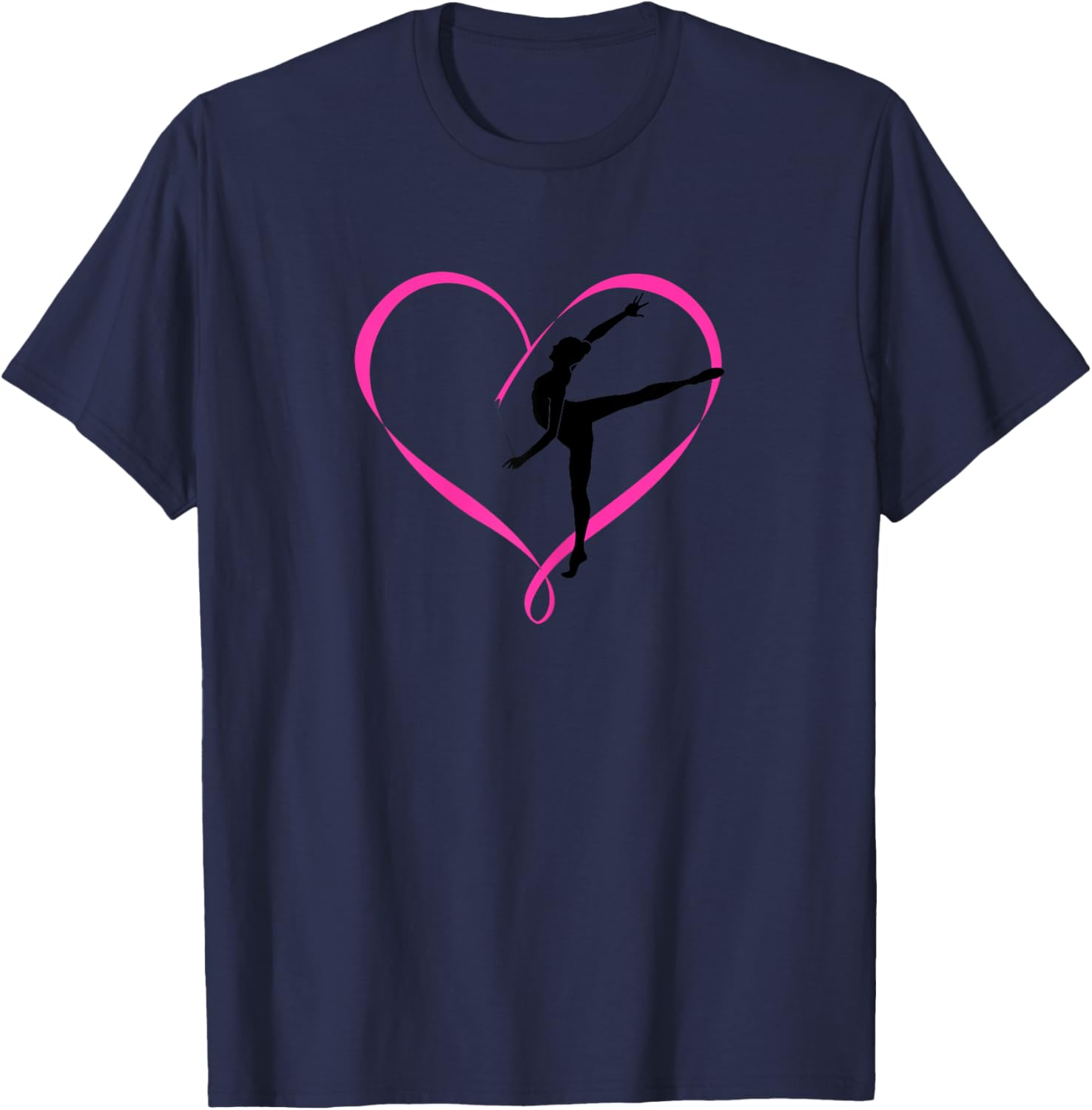 Gymnastics Gymnast Heart Ribbon Love T-Shirt - T-Shirt | Navy