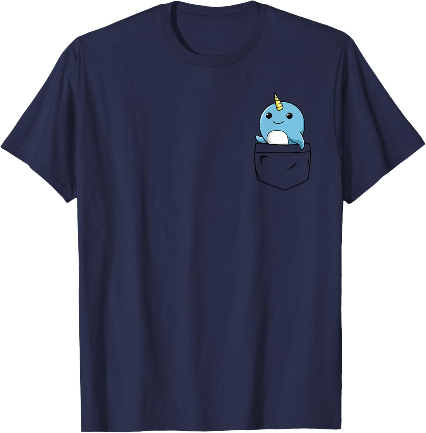 Narwhal Pocket | Unicorn of the Sea Funny Animal T-Shirt - T-Shirt | Navy