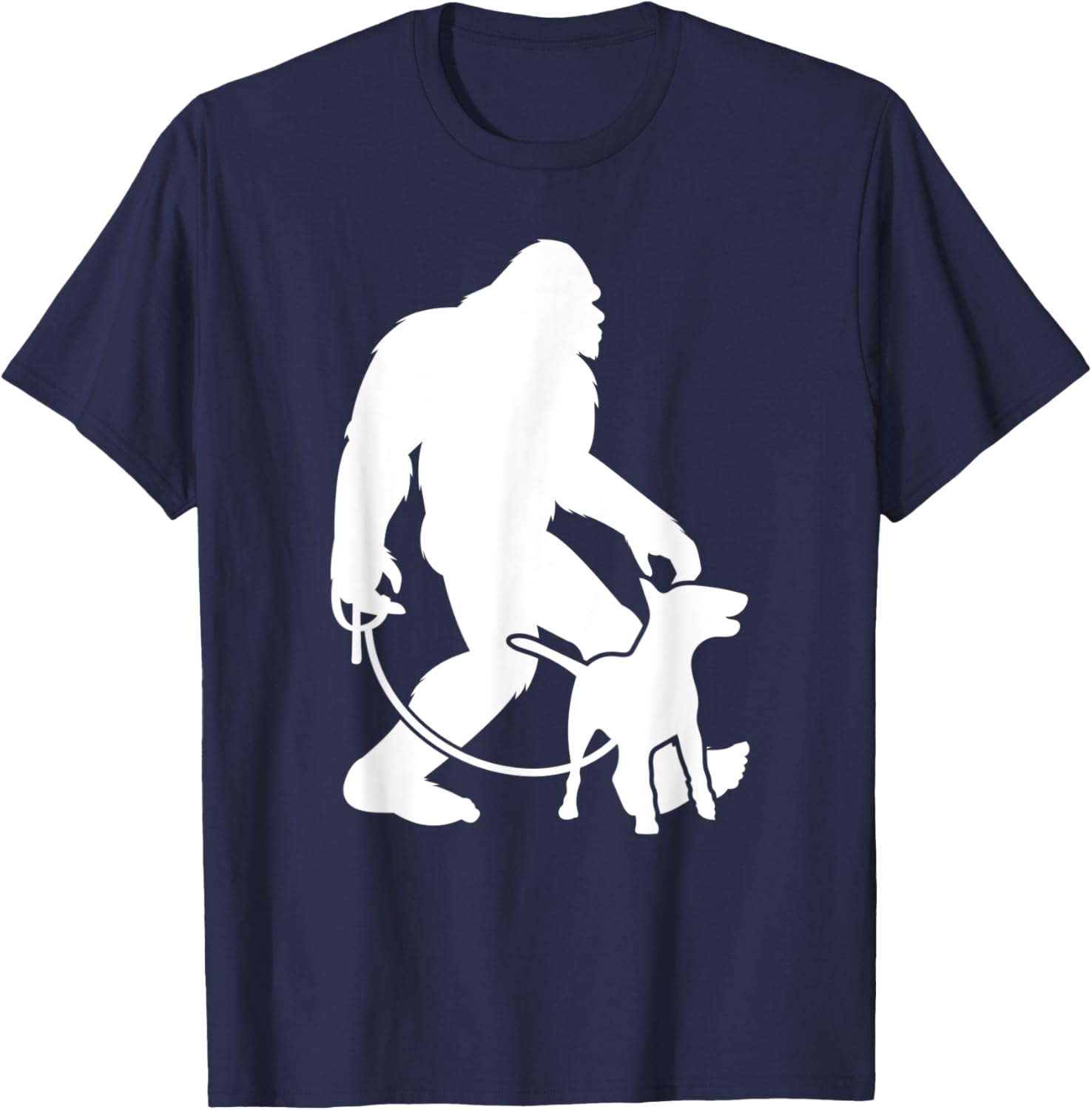 Bigfoot Walking Bull Terrier Dog Lover Sasquatch Dog Walker Women Kids T-Shirt - T-Shirt | Navy