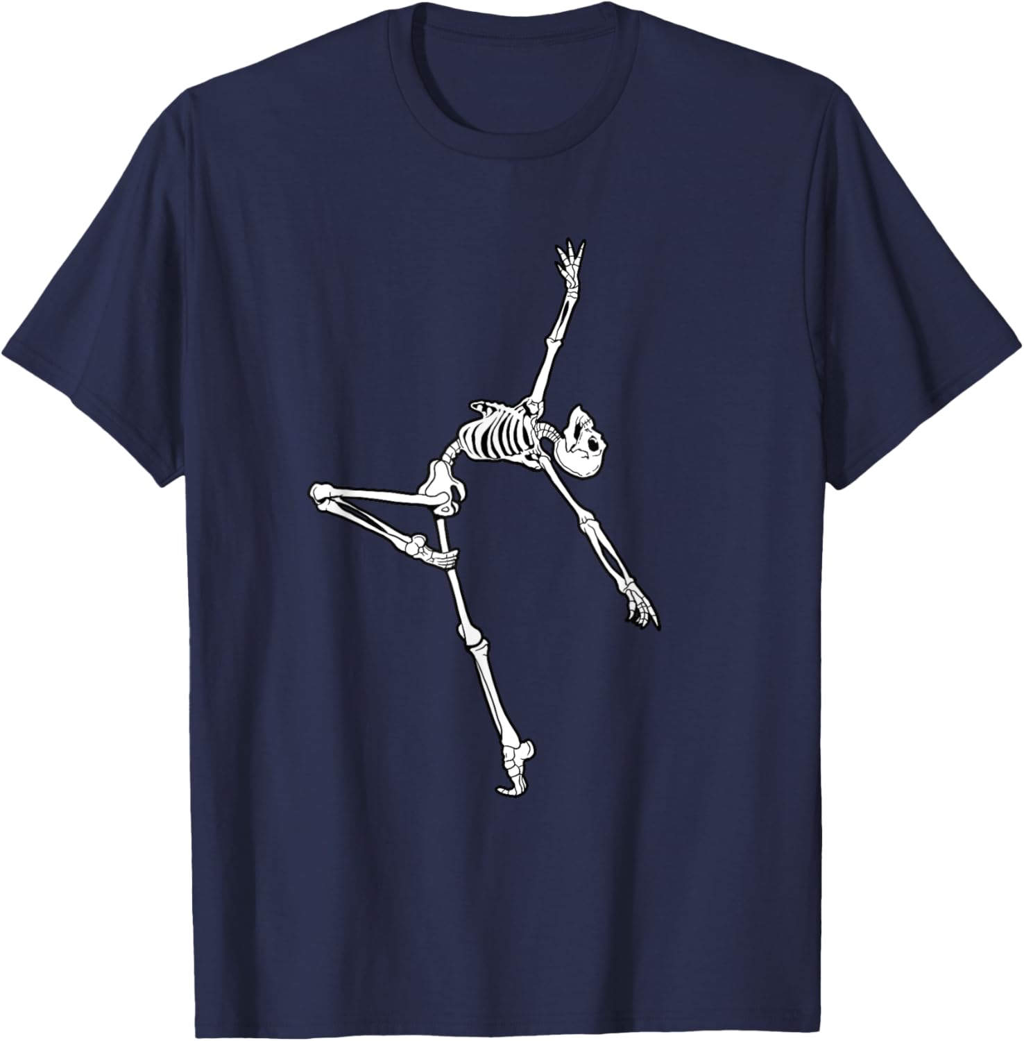 Dancing Skeleton Halloween Ballet Dance Pose T-Shirt - T-Shirt | Navy