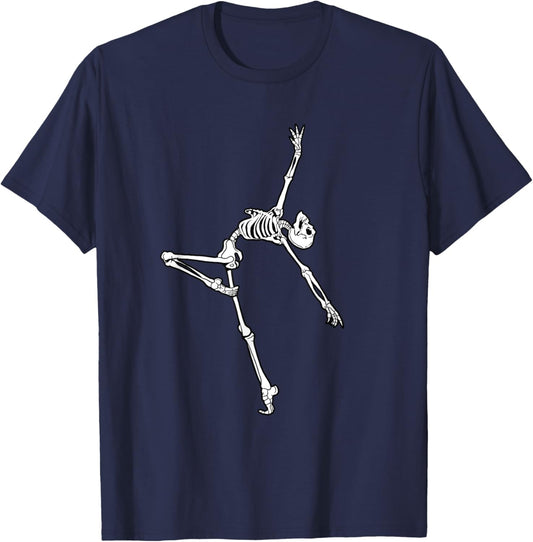 Dancing Skeleton Halloween Ballet Dance Pose T-Shirt - T-Shirt | Navy