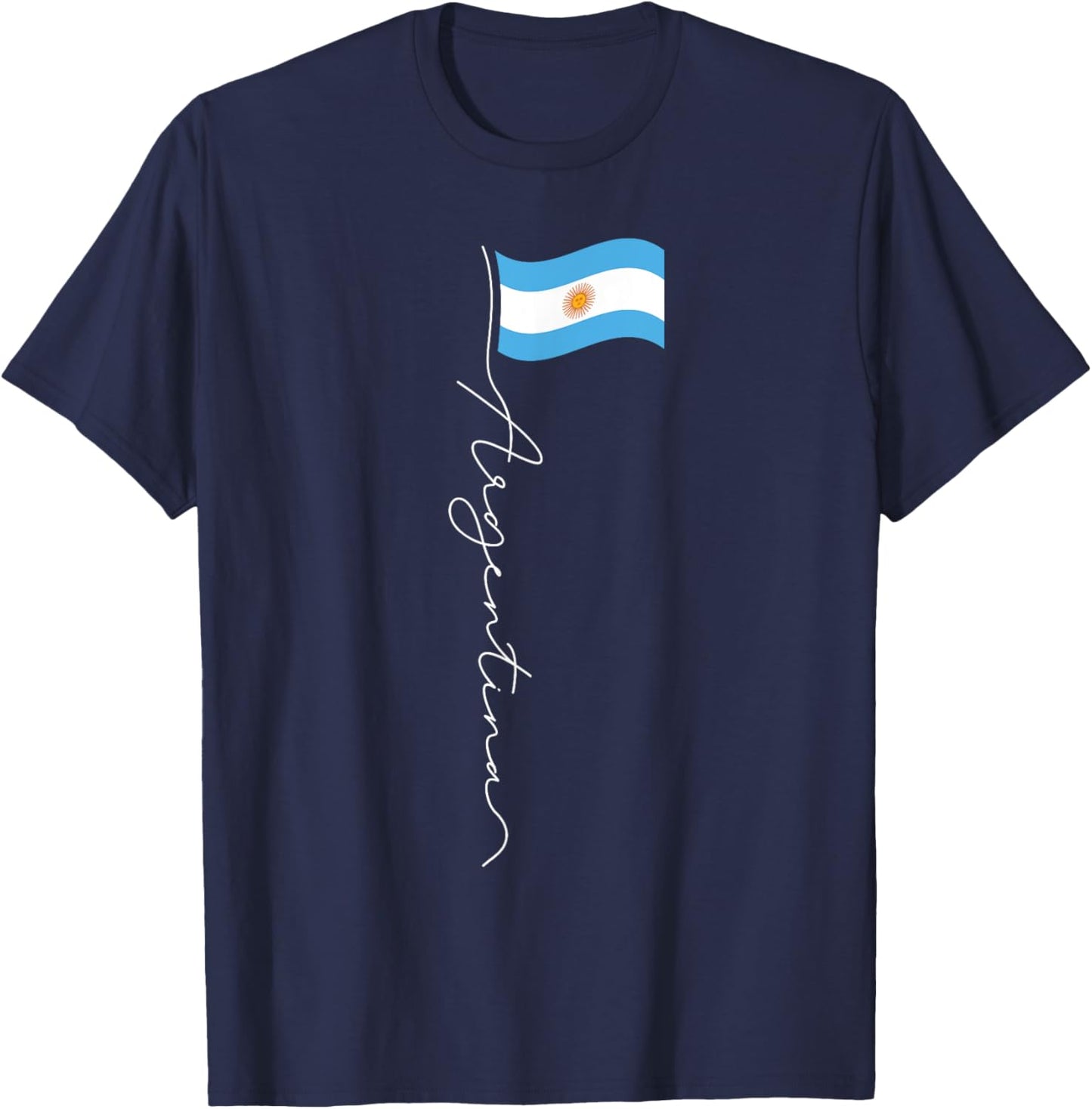 Argentina Signature Flag Pole - Patriotic Argentinian Flag T-Shirt - T-Shirt | Navy