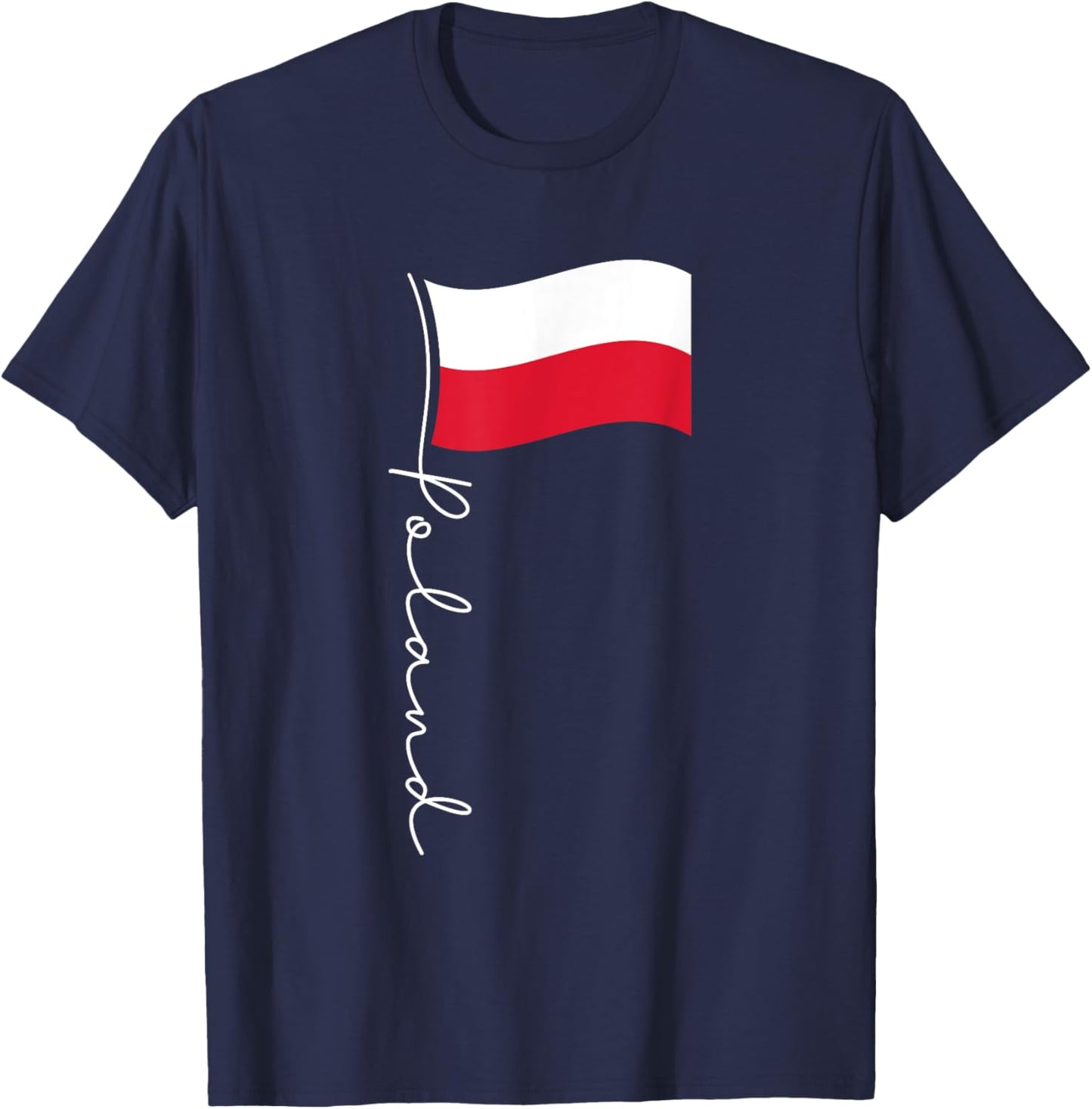 Poland Signature Flag Pole - Elegant Patriotic Polish Flag T-Shirt - T-Shirt | Navy
