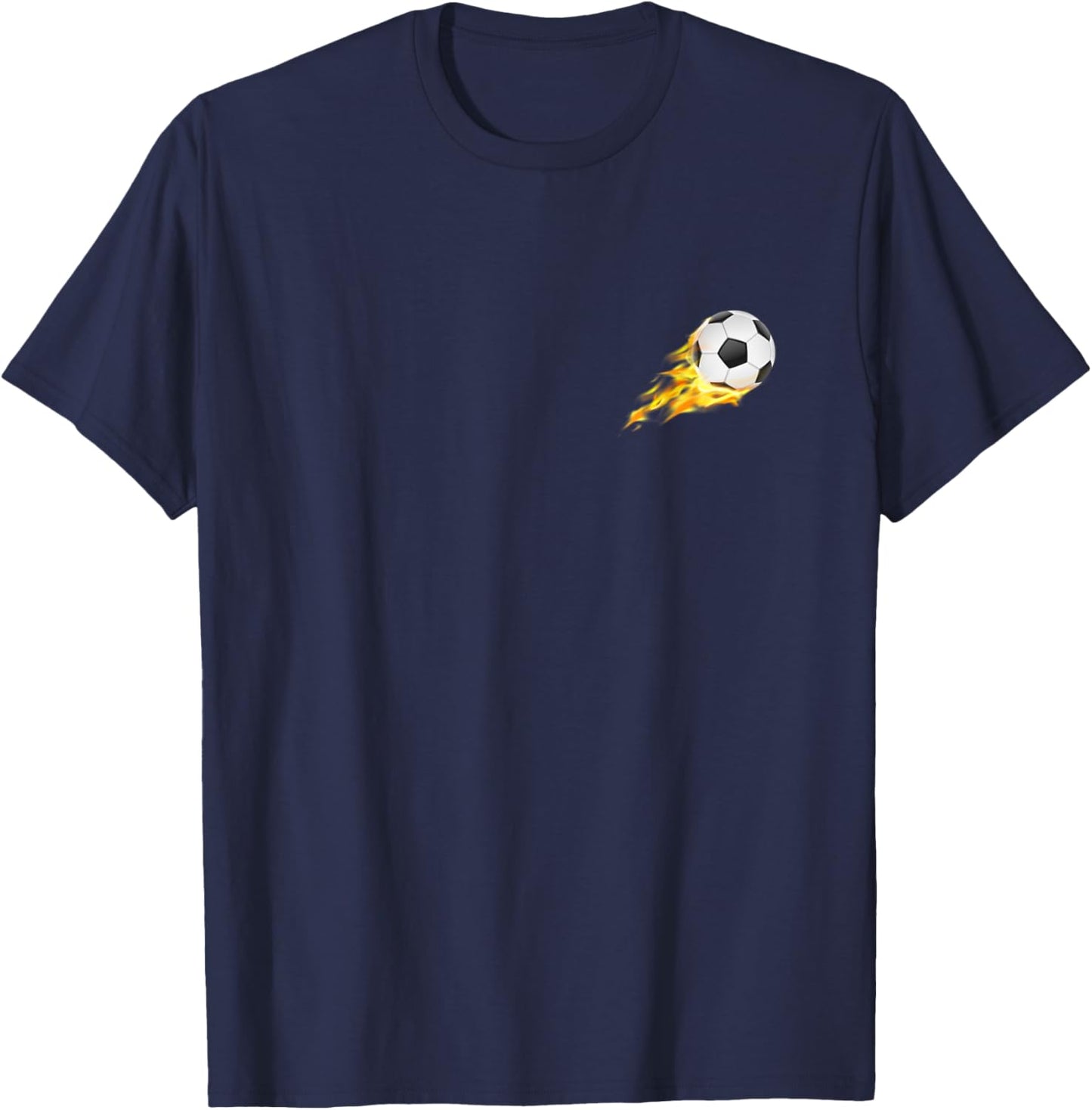 Fire Soccer Ball Flying Flamming Soccer Soccer Ball In Flame T-Shirt - T-Shirt | Navy