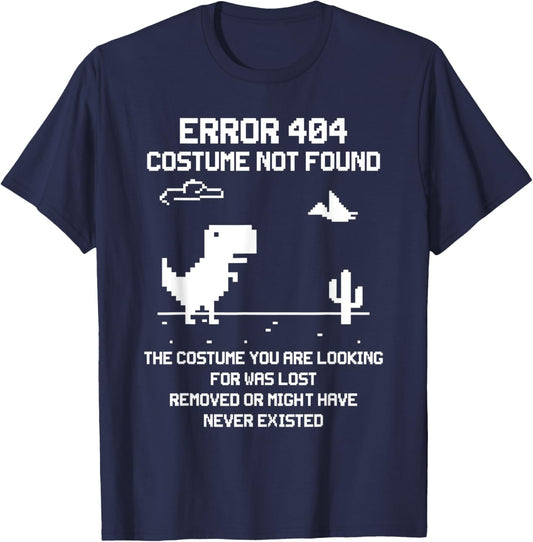 Dinosaur Error 404 Costume Not Found Code Halloween 2021 T-Shirt - T-Shirt | Navy