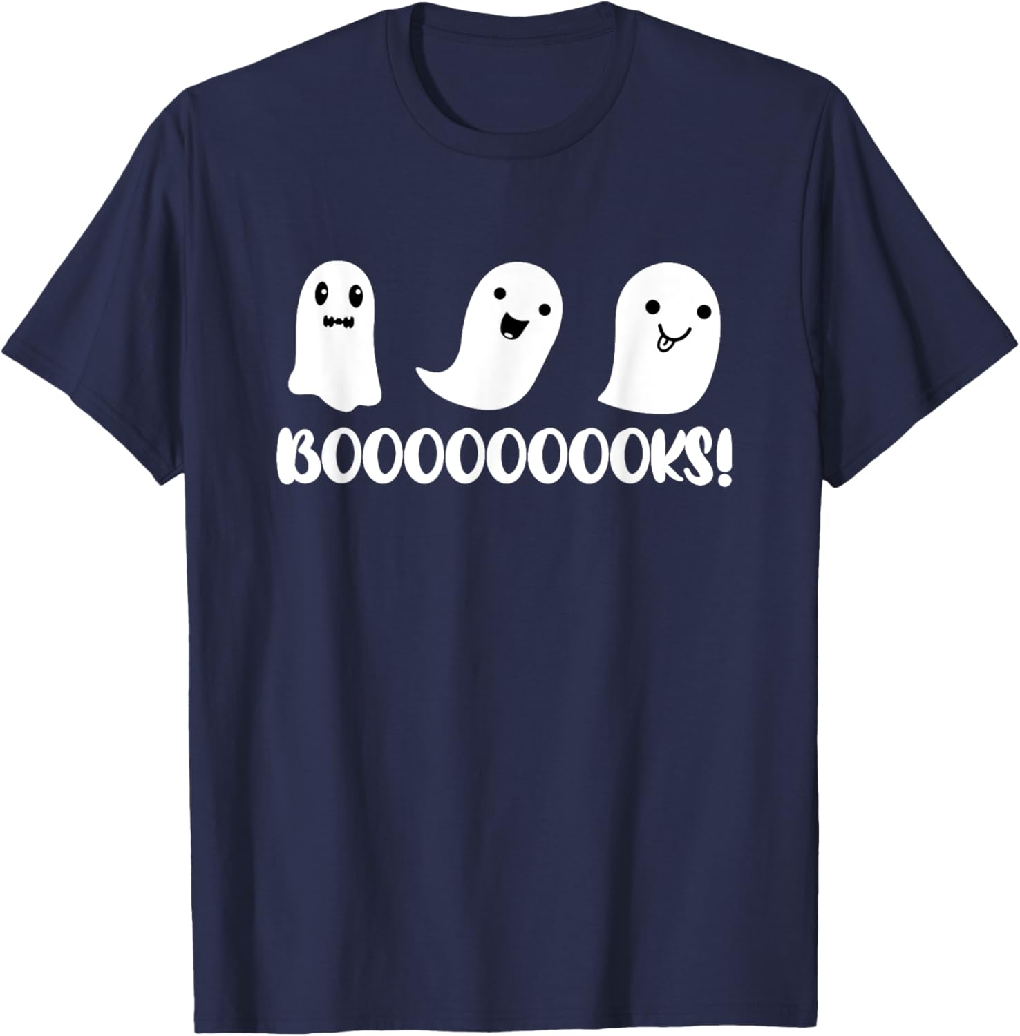 Booooooooks Funny Cute Three Ghost Halloween Costume T-Shirt - T-Shirt | Navy