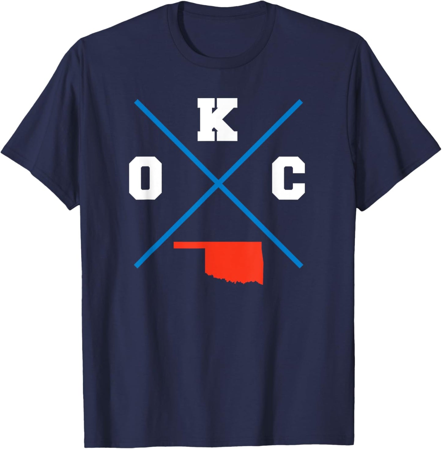 Tout Wear Oklahoma City Classic OKC Vintage Outline - Blue, -Adult, Short Sleeve, City-Themed, Modern Classic, , Small T-Shirt - T-Shirt | Navy
