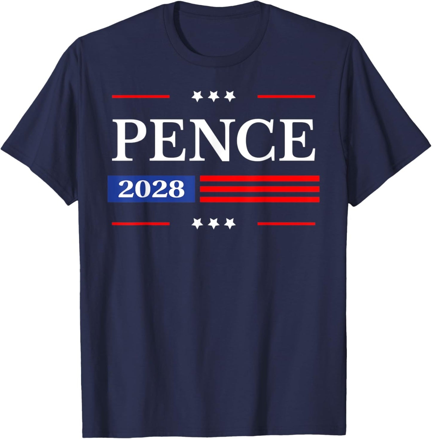 Mike Pence 2028 President American Flag USA America Patriot T-Shirt - T-Shirt | Navy