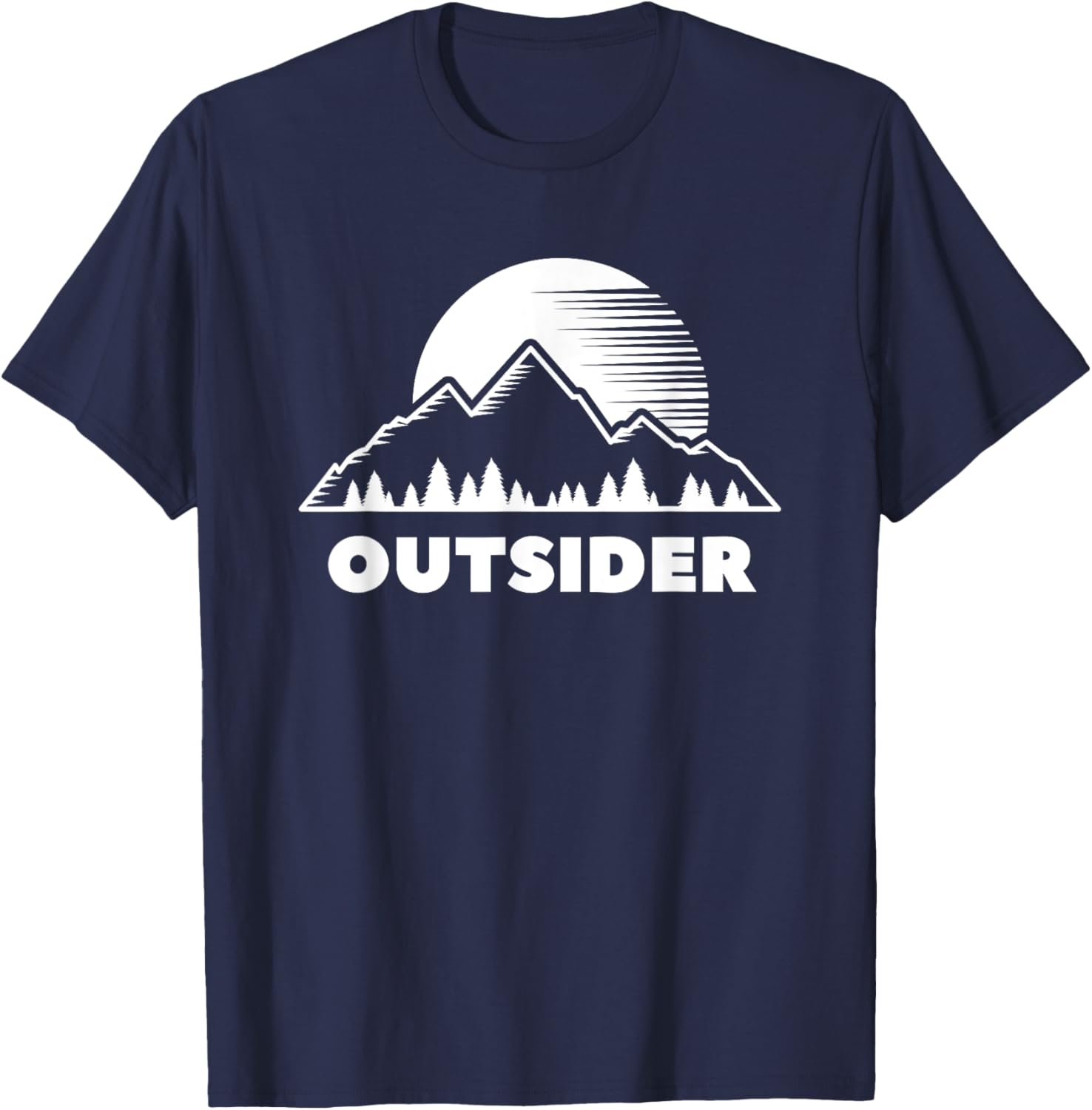 Outsider Mountains Nature Hiking Outdoor Cool Minimalist T-Shirt - T-Shirt | Navy