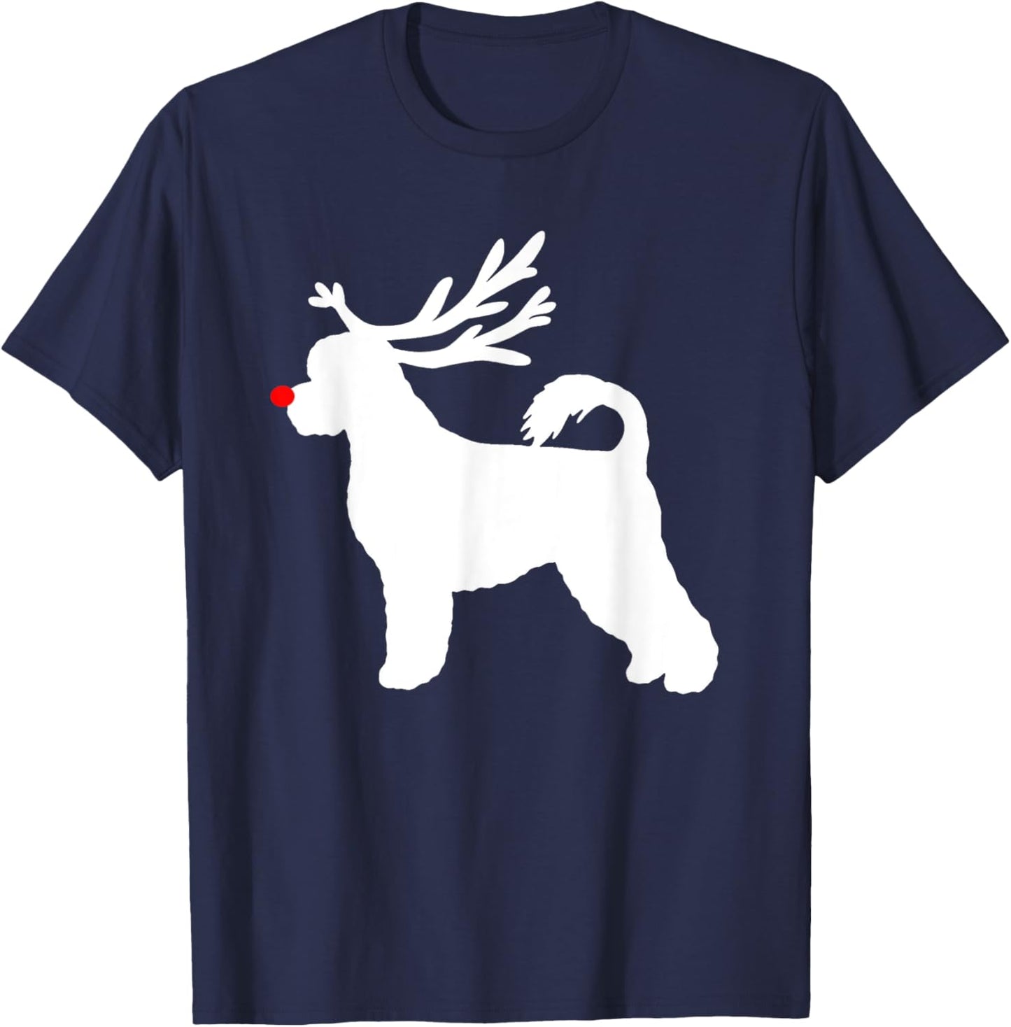 Funny Portuguese Water Dog Christmas Reindeer Antlers Xmas T-Shirt - T-Shirt | Navy