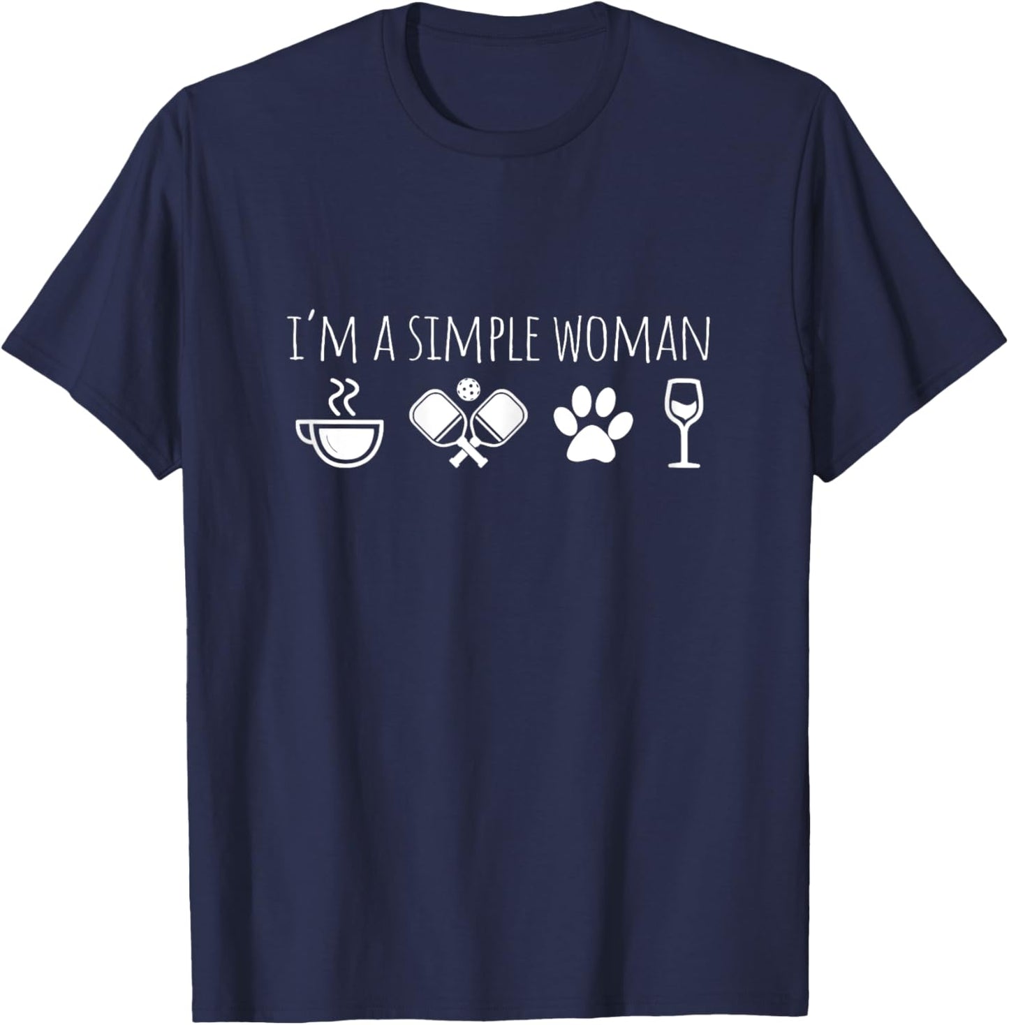Funny Coffee Pickleball Dog Wine Pickleball Player Paddle T-Shirt - T-Shirt | Navy