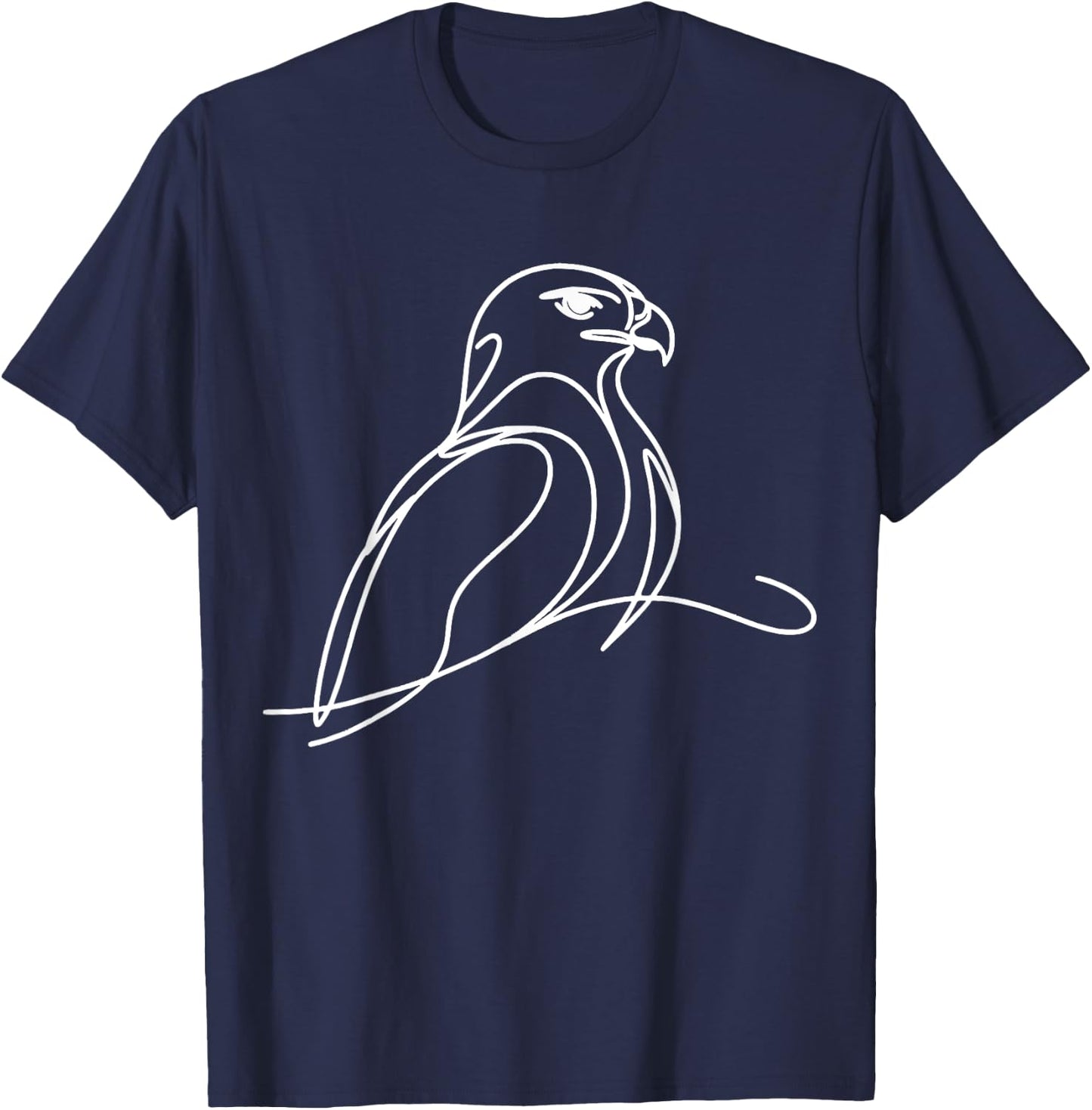 Line Art Bird & Ornithologist Harris'S Hawk T-Shirt - T-Shirt | Navy