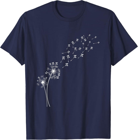 Dandelion Pi Day Flower Floral Tree Math Mathematic Lover T-Shirt - T-Shirt | Navy