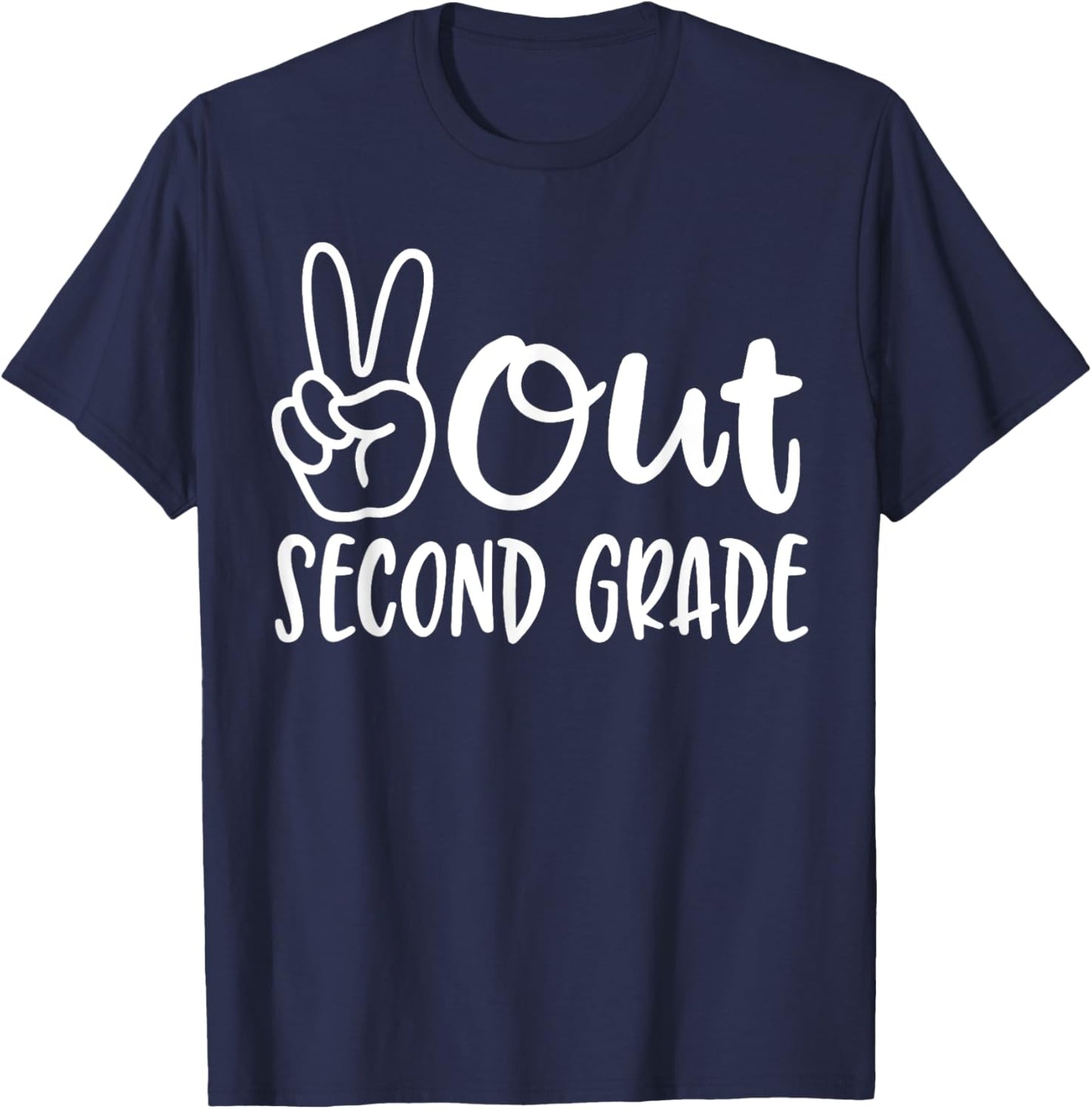 Last Day of School Peace Out 2nd Second Grade Teacher Kids T-Shirt - T-Shirt | Navy