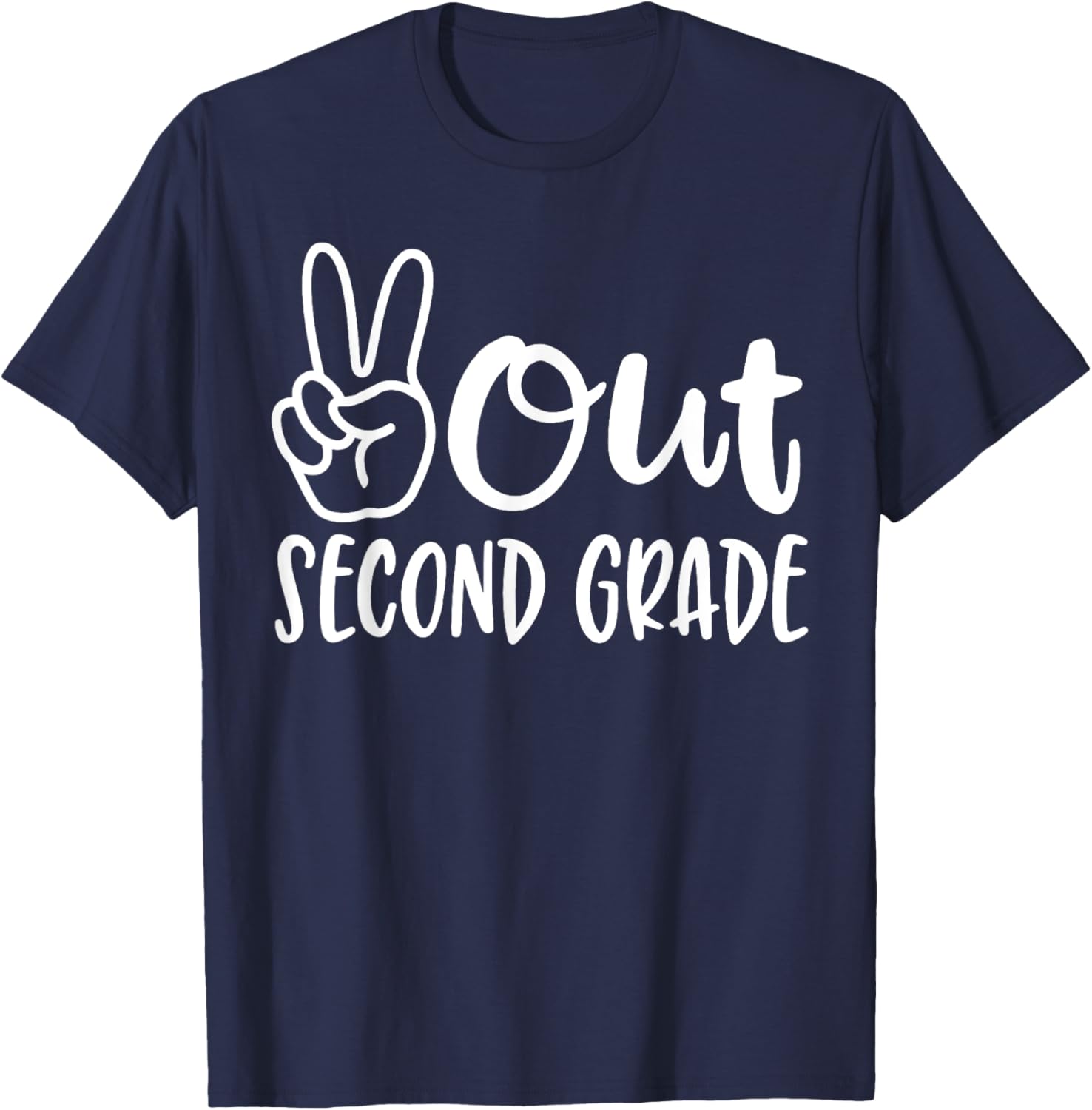 Last Day of School Peace Out 2nd Second Grade Teacher Kids T-Shirt - T-Shirt | Navy