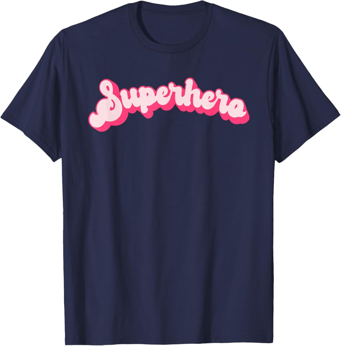 Superhero - Cute Pink Vintage Retro Halloween Super Hero T-Shirt - T-Shirt | Navy