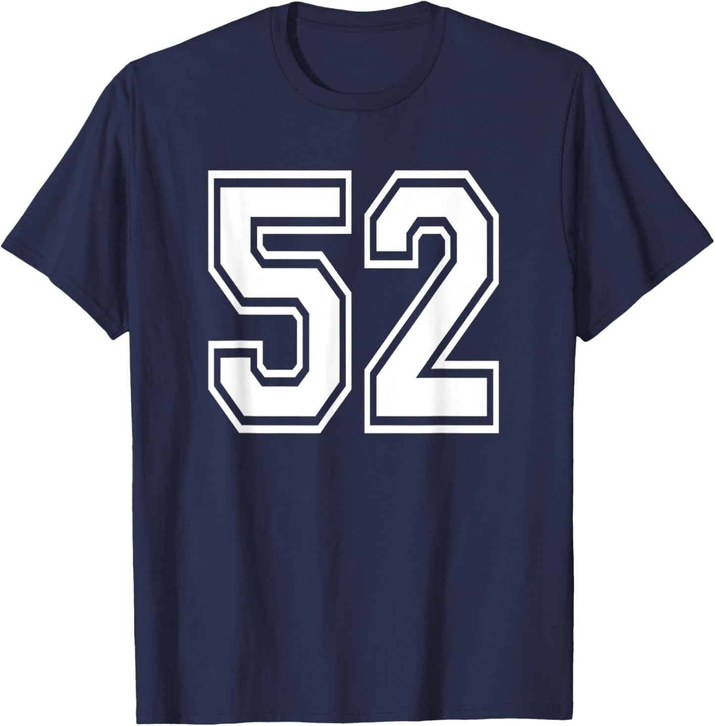 Number 52 Numbered Uniform Sports Jersey Team 52nd Birthday T-Shirt - T-Shirt | Navy