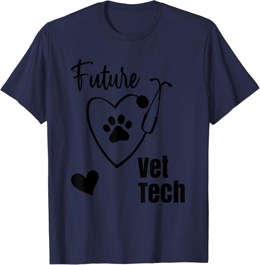Cute Future Vet Tech Vet Nurse Student Veterinary Technician T-Shirt - T-Shirt | Navy