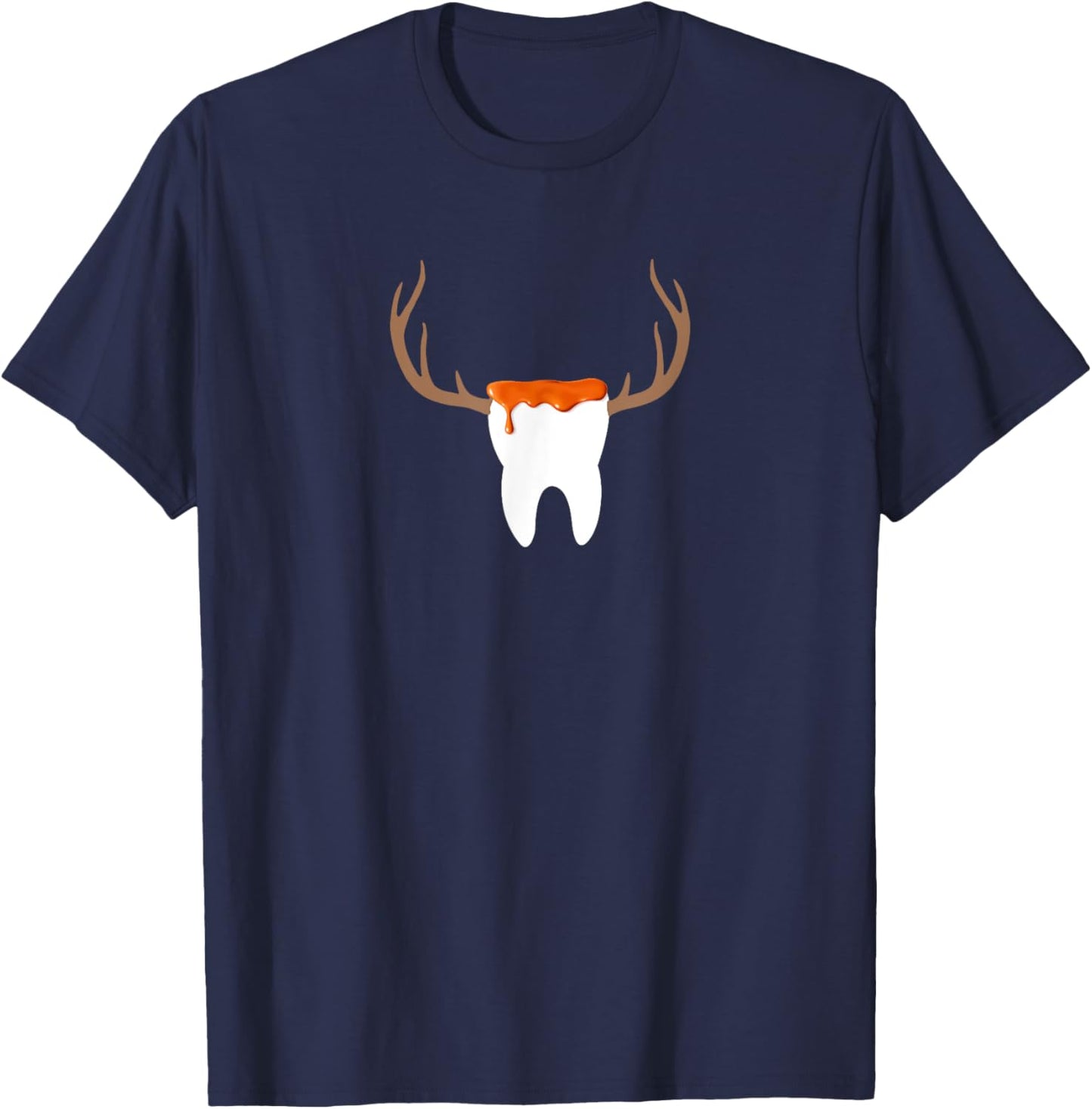 Caramel Syrup Topped Sweet Tooth with Antlers T-Shirt - T-Shirt | Navy